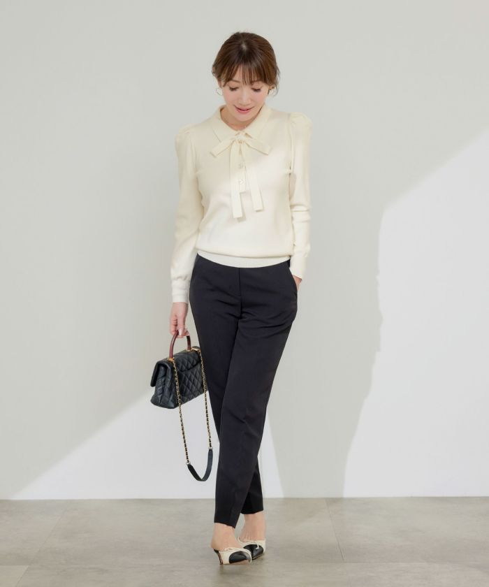 手洗い可 レディース 長袖 秋冬春 長袖 可愛い 上品 きれいめ オフィス 色 フェミニン ジョイントスペース