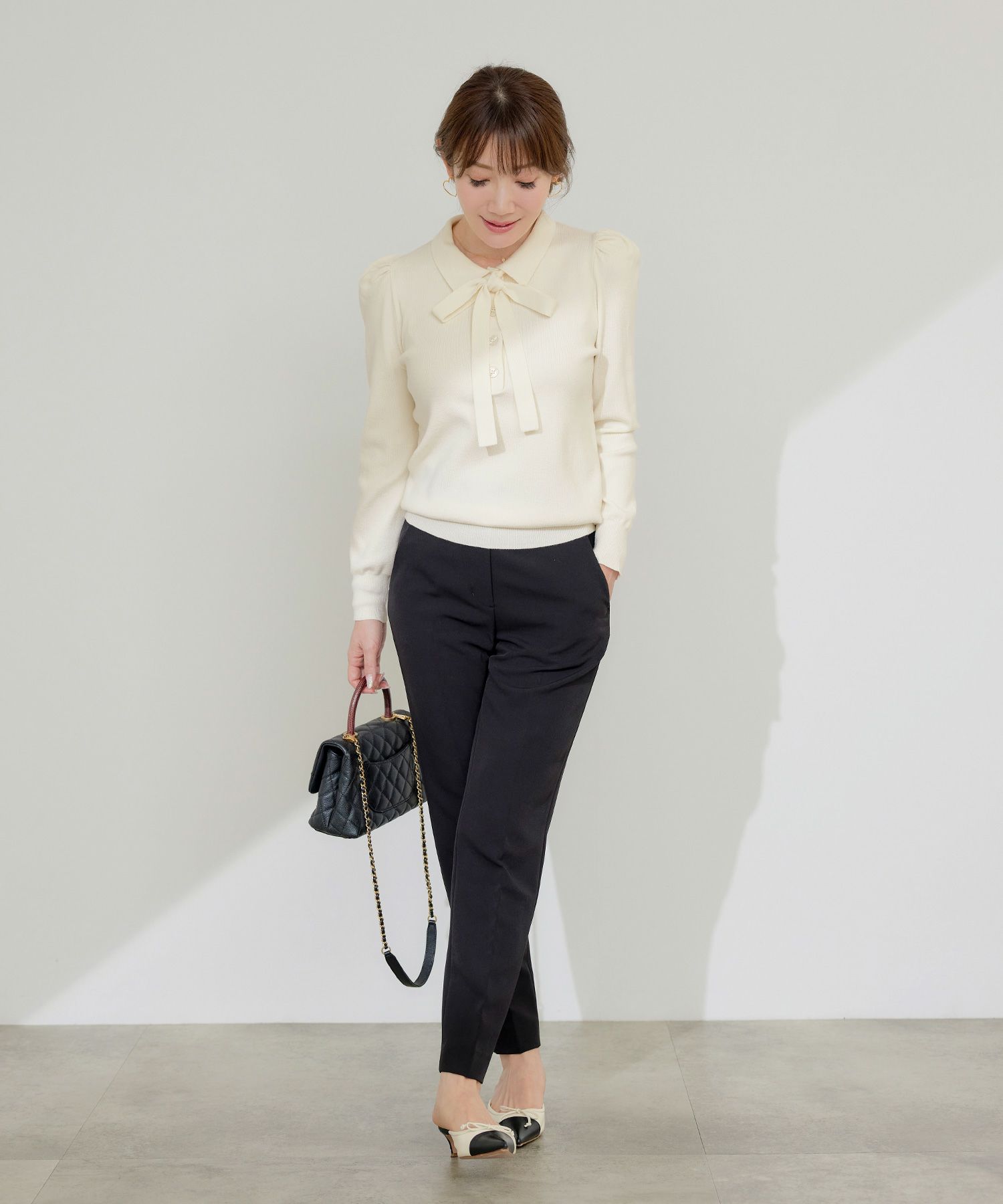 手洗い可 レディース 長袖 秋冬春 長袖 可愛い 上品 きれいめ オフィス 色 フェミニン ジョイントスペース