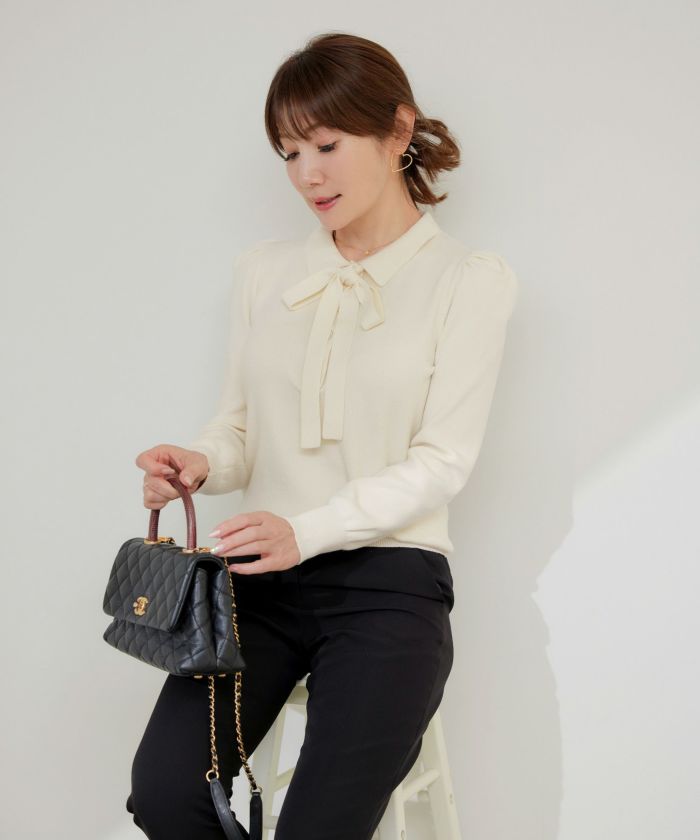 手洗い可 レディース 長袖 秋冬春 長袖 可愛い 上品 きれいめ オフィス 色 フェミニン ジョイントスペース