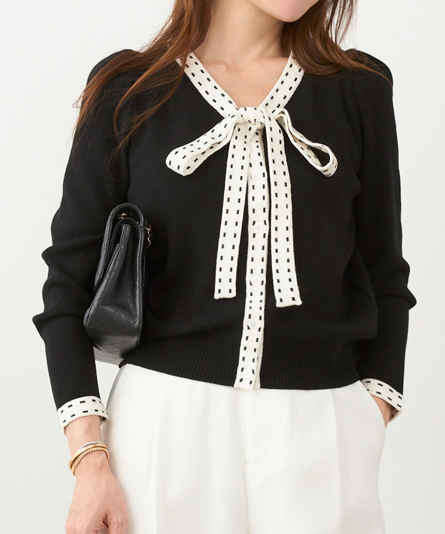 手洗い可 レディース 長袖 秋冬春 長袖 可愛い 上品 きれいめ オフィス ボウタイ フェミニン ジョイントスペース