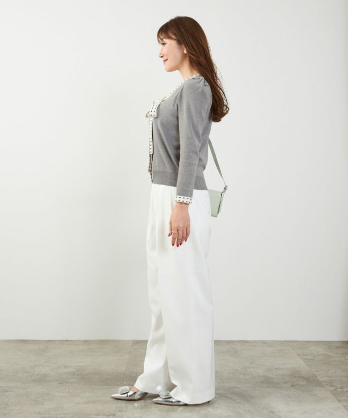 手洗い可 レディース 長袖 秋冬春 長袖 可愛い 上品 きれいめ オフィス ボウタイ フェミニン ジョイントスペース