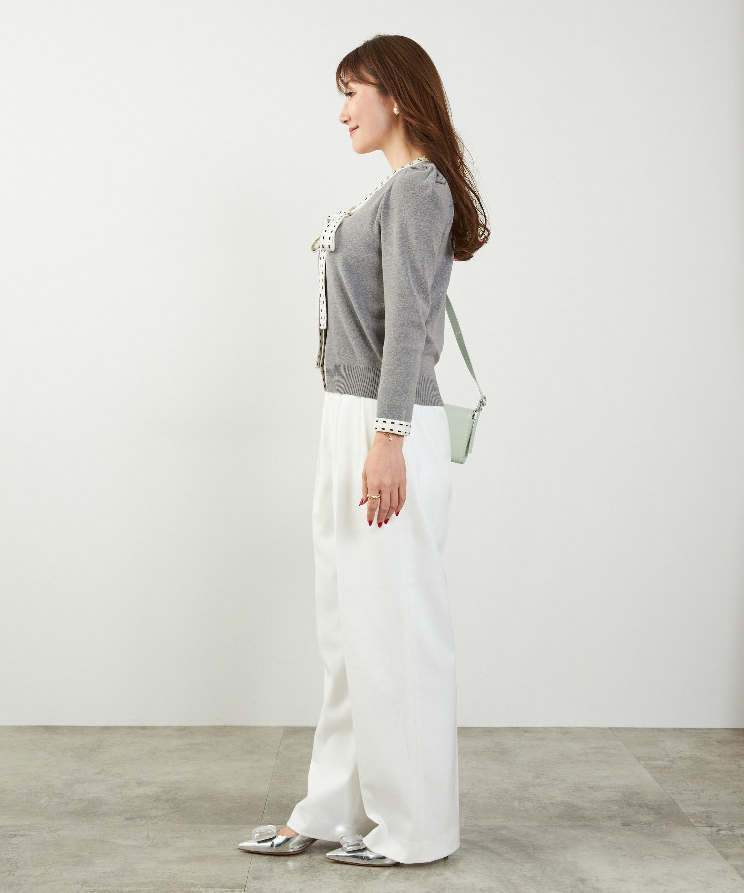 手洗い可 レディース 長袖 秋冬春 長袖 可愛い 上品 きれいめ オフィス ボウタイ フェミニン ジョイントスペース