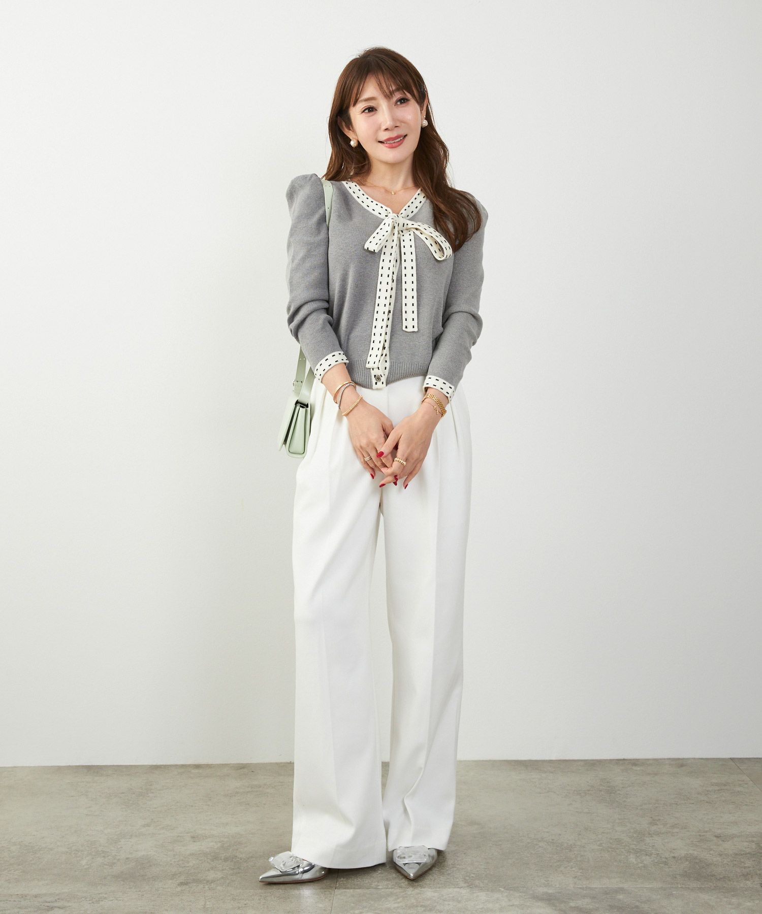 手洗い可 レディース 長袖 秋冬春 長袖 可愛い 上品 きれいめ オフィス ボウタイ フェミニン ジョイントスペース