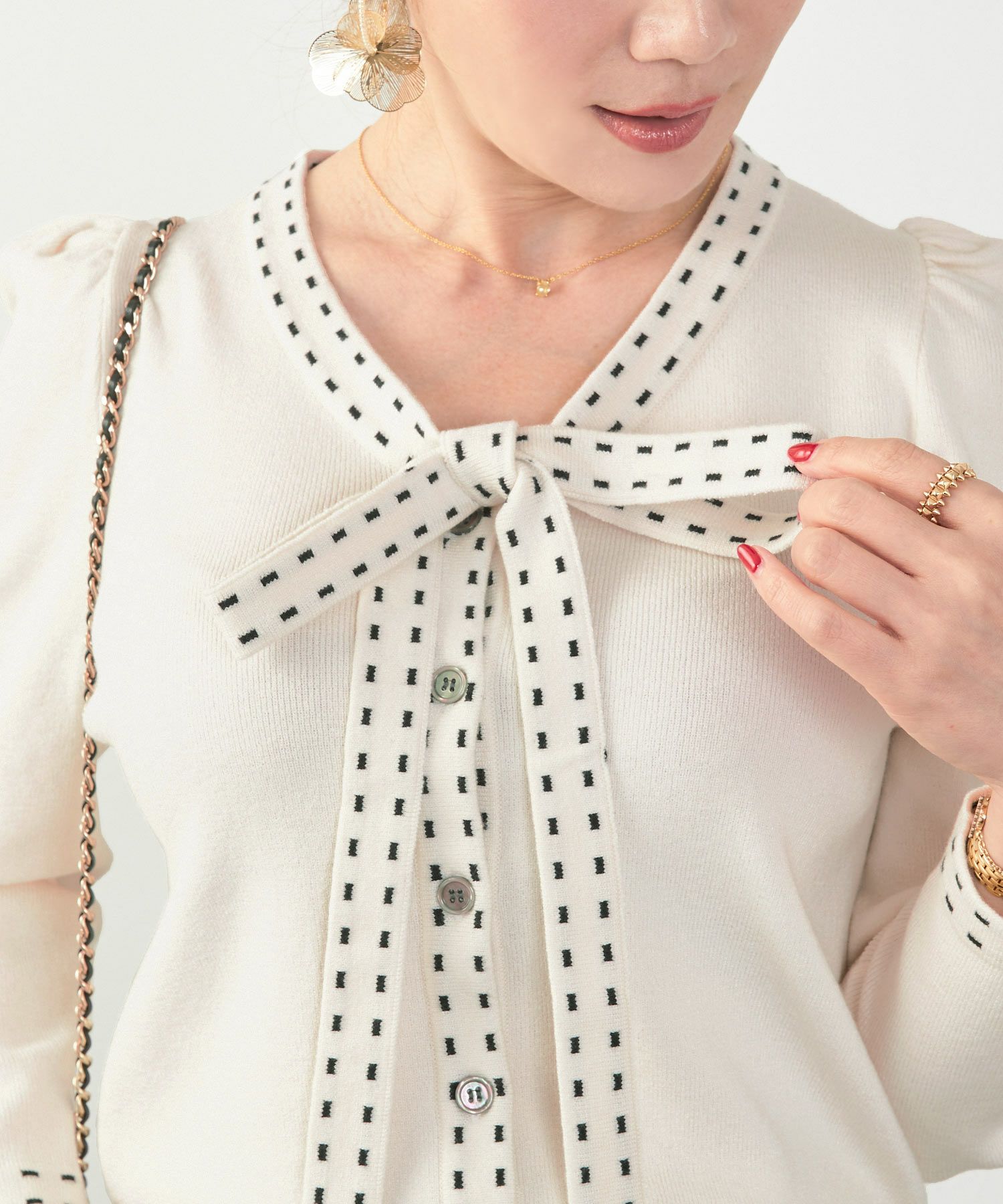 手洗い可 レディース 長袖 秋冬春 長袖 可愛い 上品 きれいめ オフィス ボウタイ フェミニン ジョイントスペース