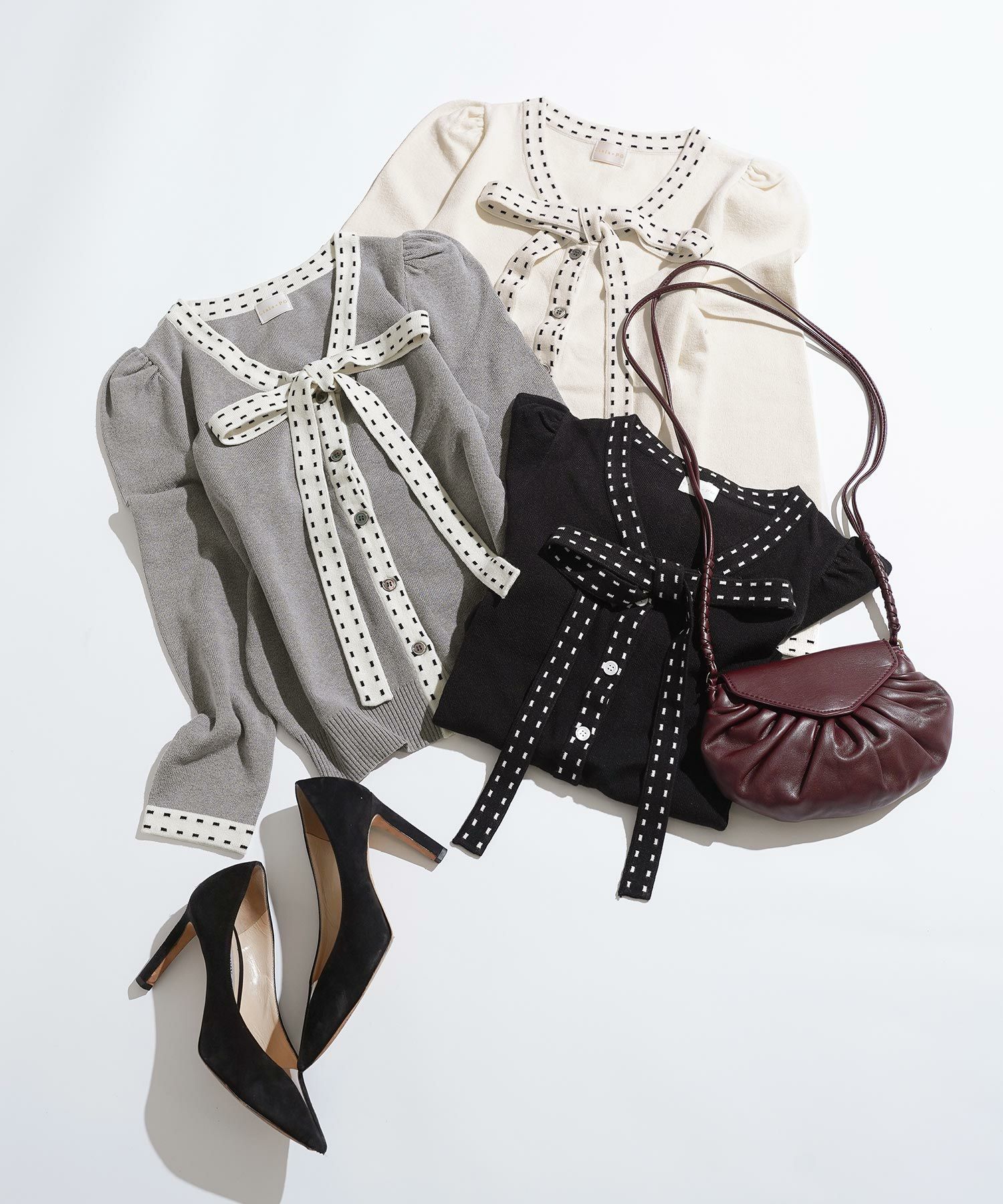 手洗い可 レディース 長袖 秋冬春 長袖 可愛い 上品 きれいめ オフィス ボウタイ フェミニン ジョイントスペース