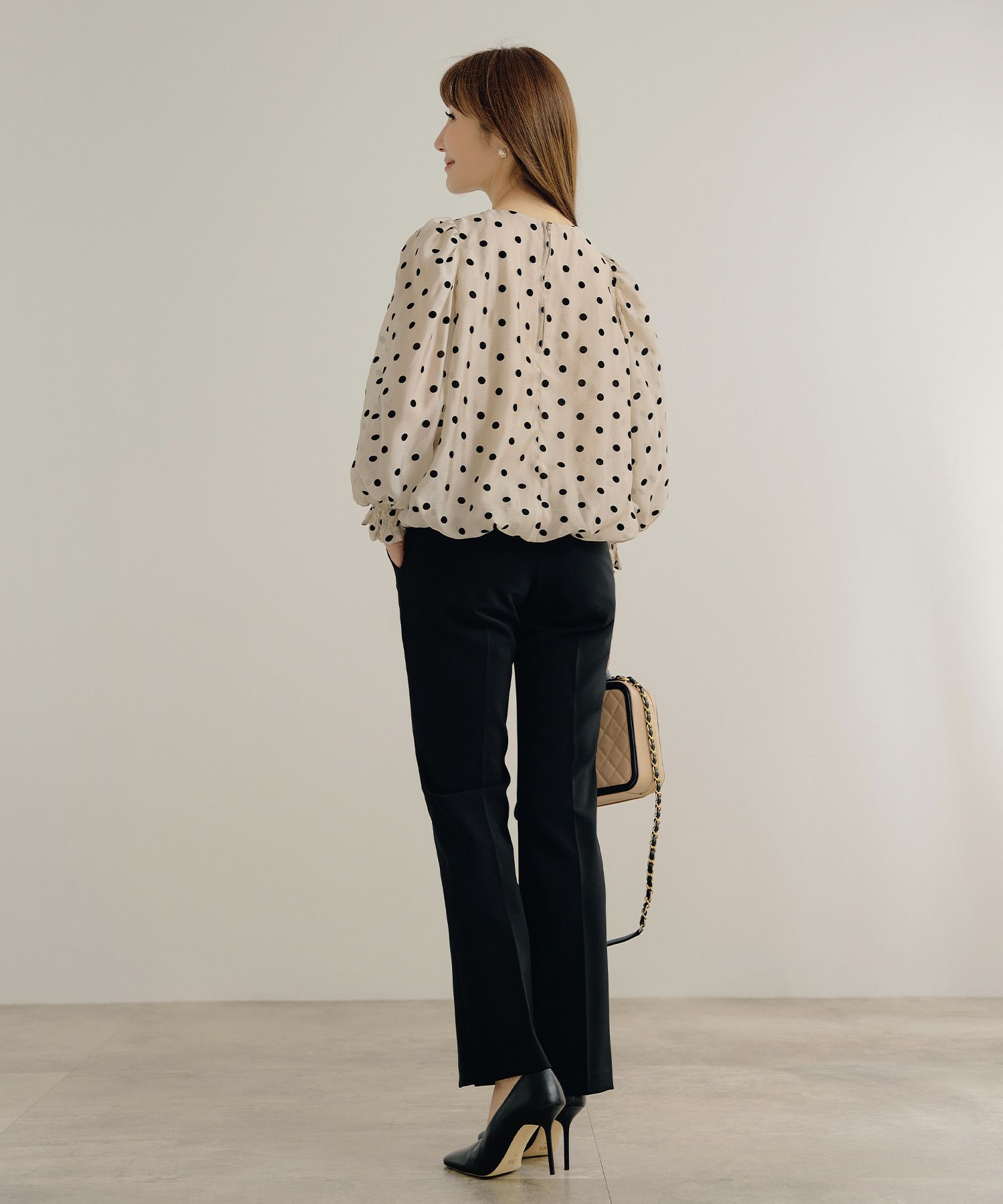 新色追加 手洗い可 長袖 大人カジュアル オフィス きれいめ フェニミン シアー オールシーズン 柄 ジョイントスペース