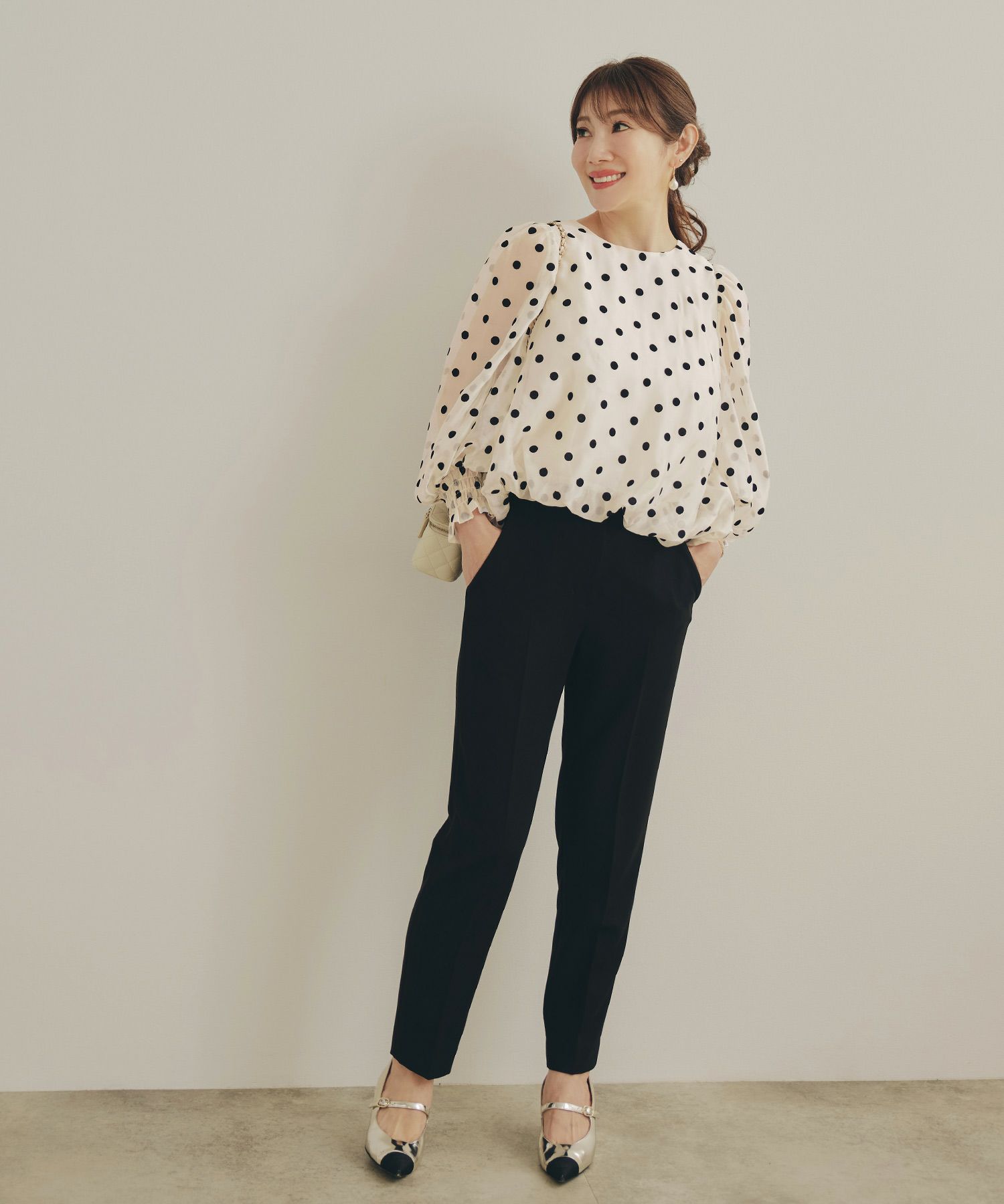 新色追加 手洗い可 長袖 大人カジュアル オフィス きれいめ フェニミン シアー オールシーズン 柄 ジョイントスペース