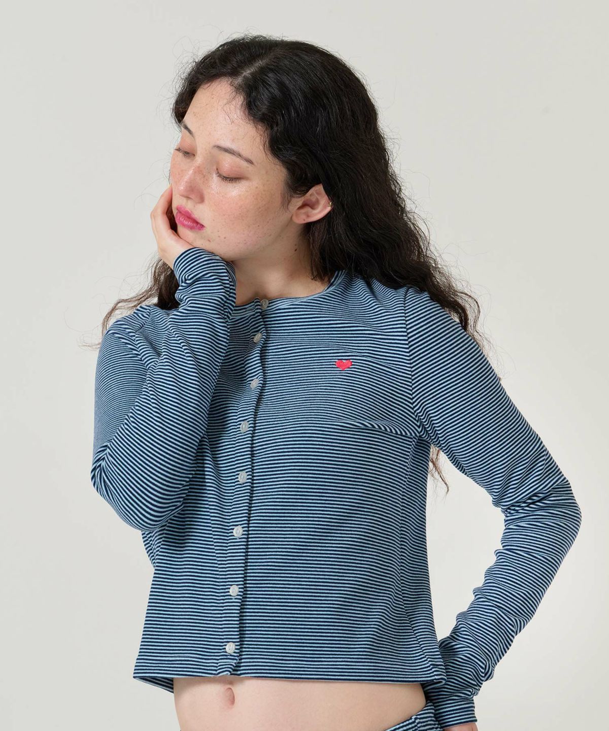 ボーダー/カーディガン/ハート