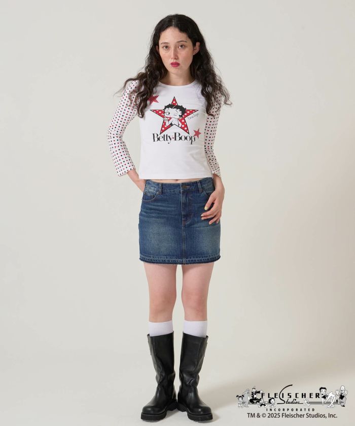 パッチワーク/デニム/ミニスカート