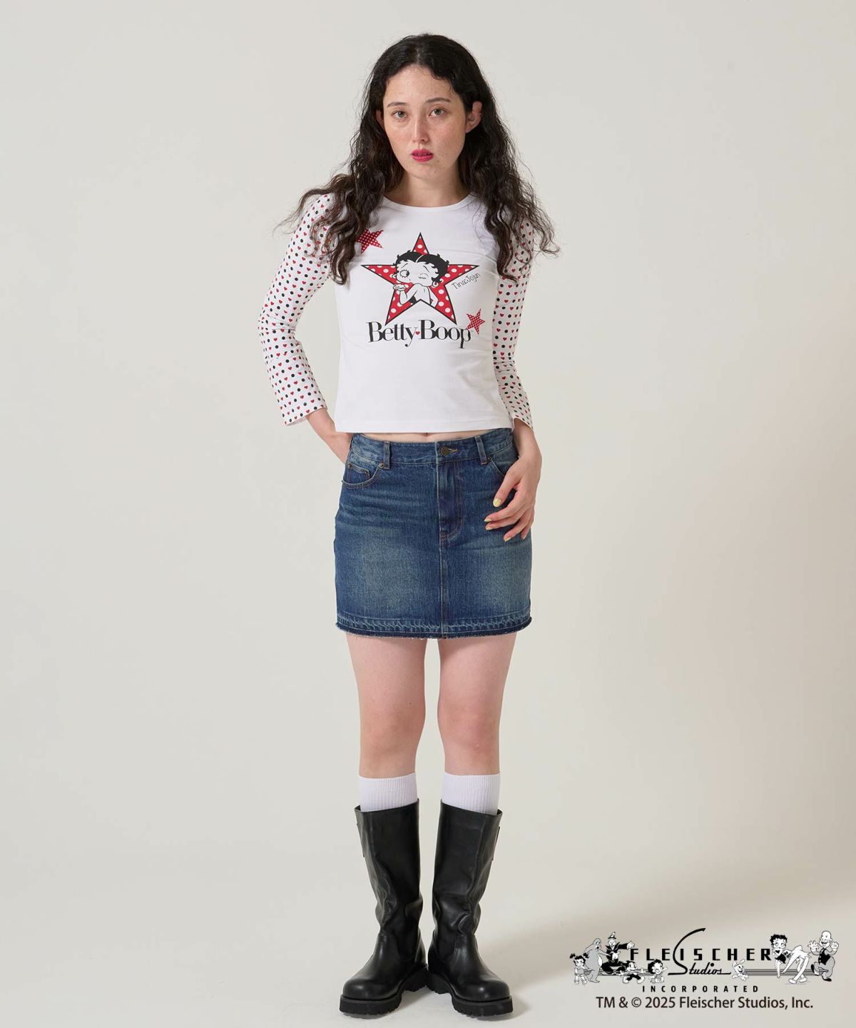 パッチワーク/デニム/ミニスカート