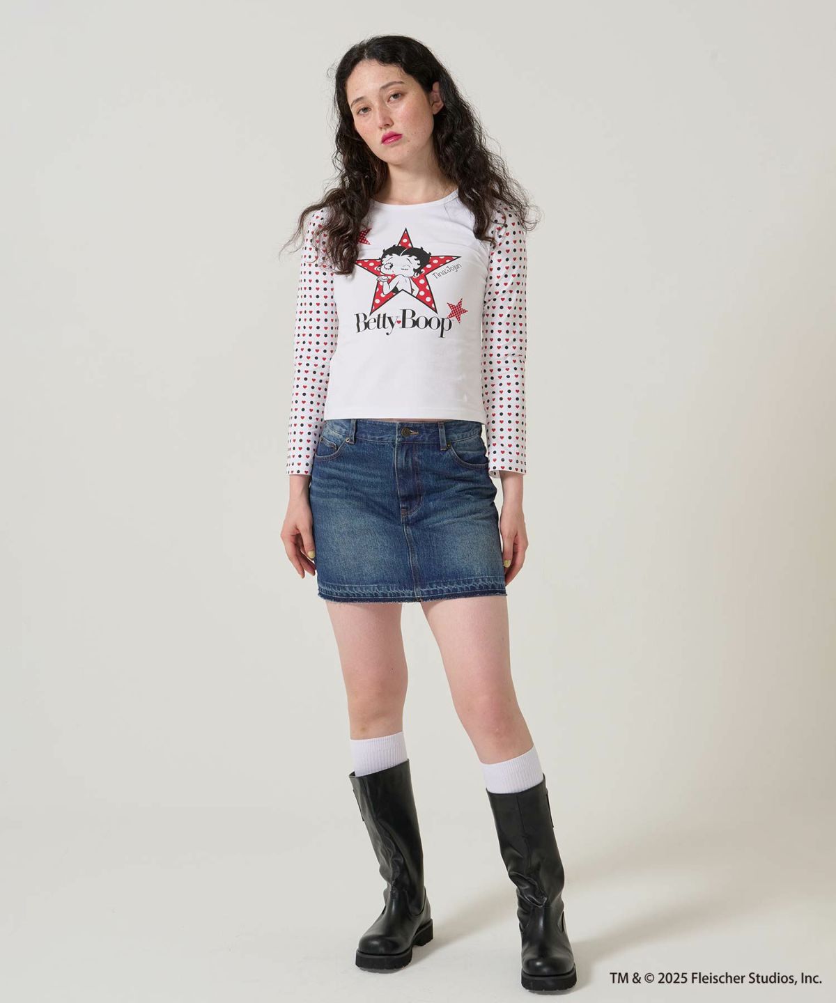 パッチワーク/デニム/ミニスカート