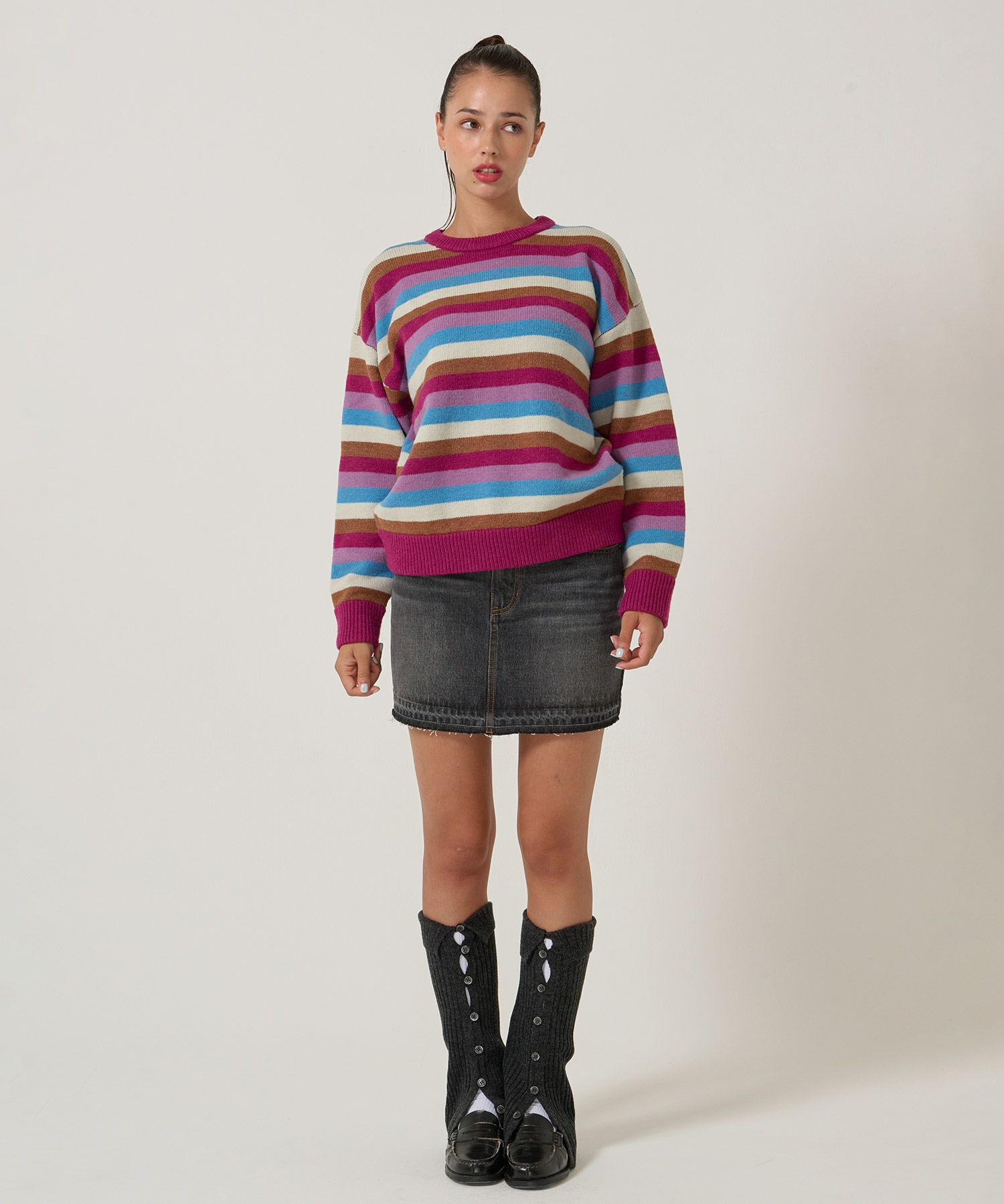 パッチワーク/デニム/ミニスカート