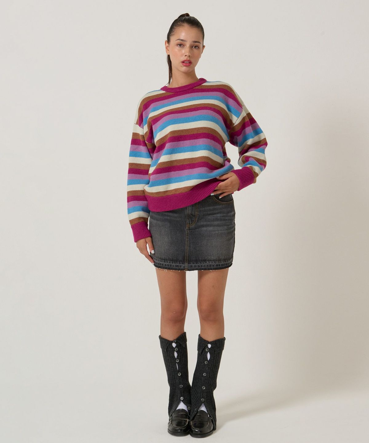 パッチワーク/デニム/ミニスカート