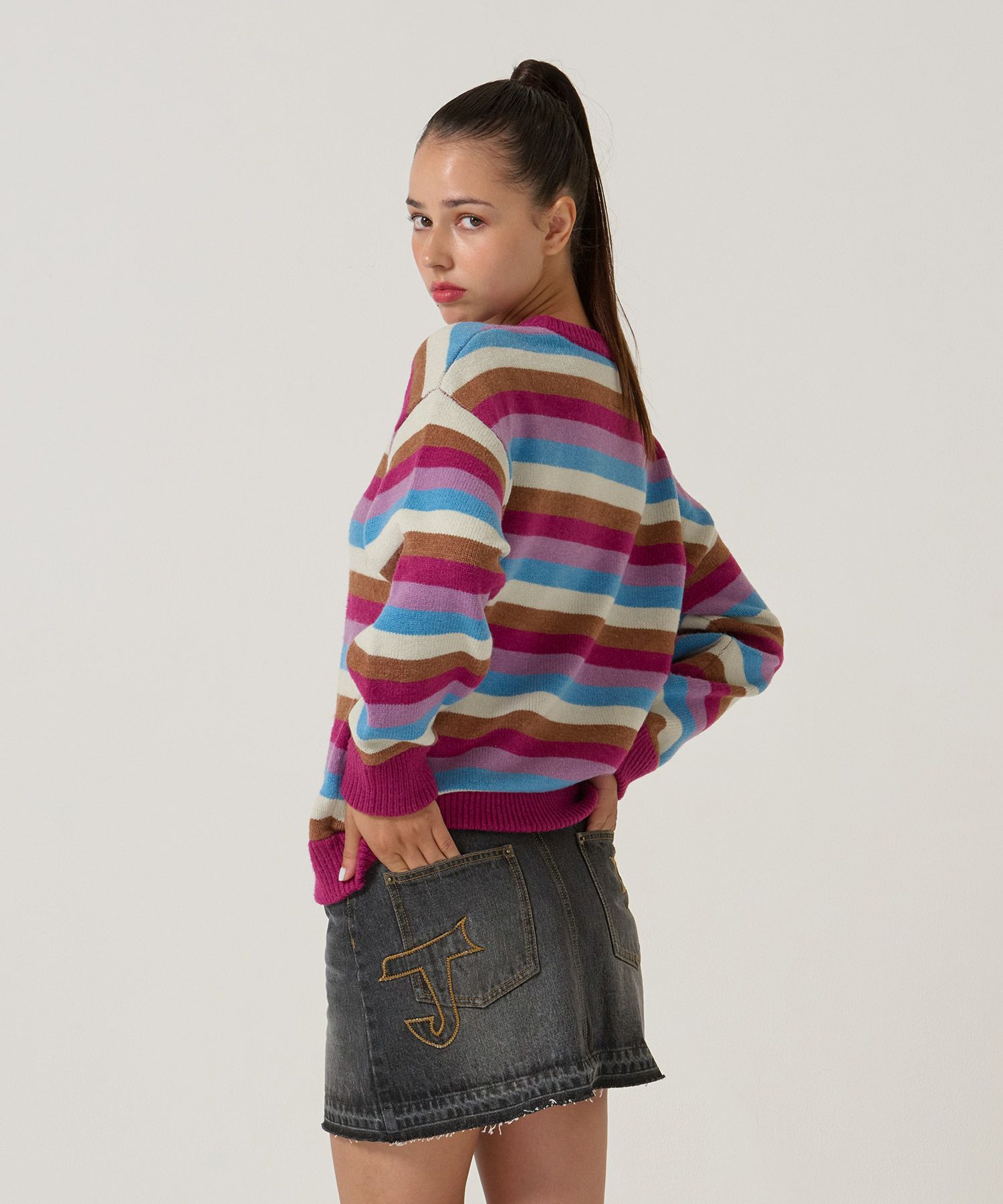 パッチワーク/デニム/ミニスカート