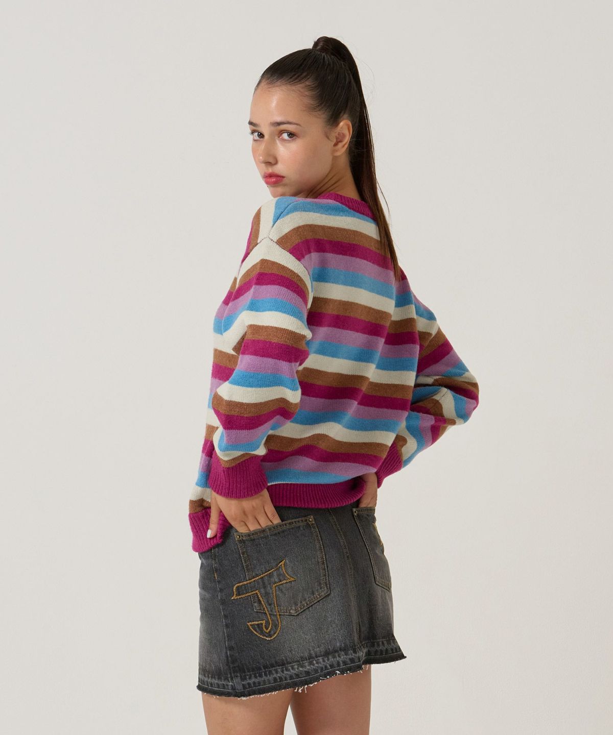 パッチワーク/デニム/ミニスカート