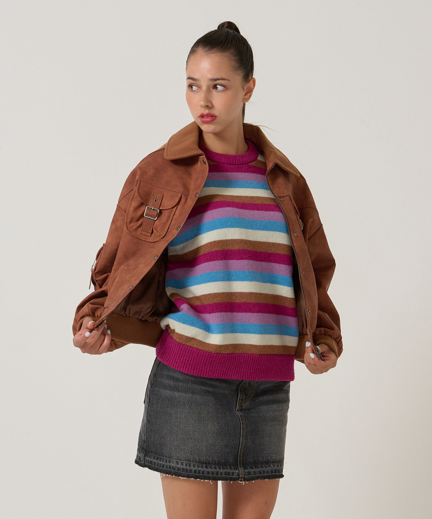 パッチワーク/デニム/ミニスカート