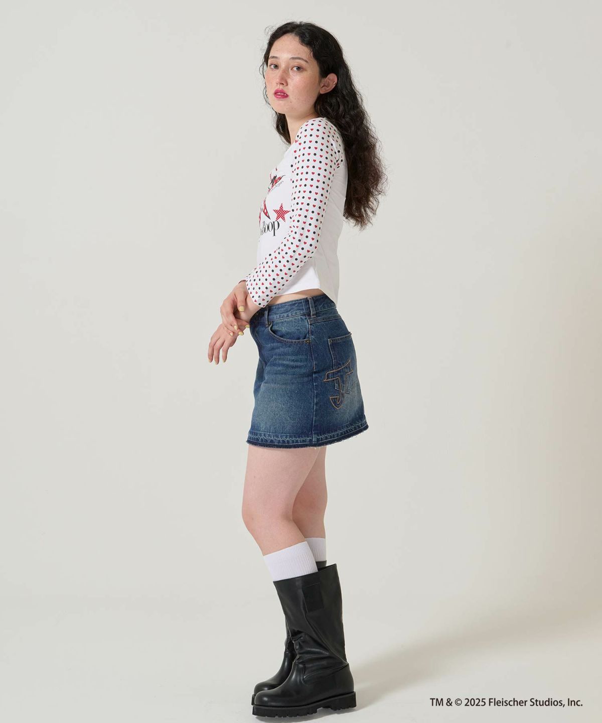 パッチワーク/デニム/ミニスカート