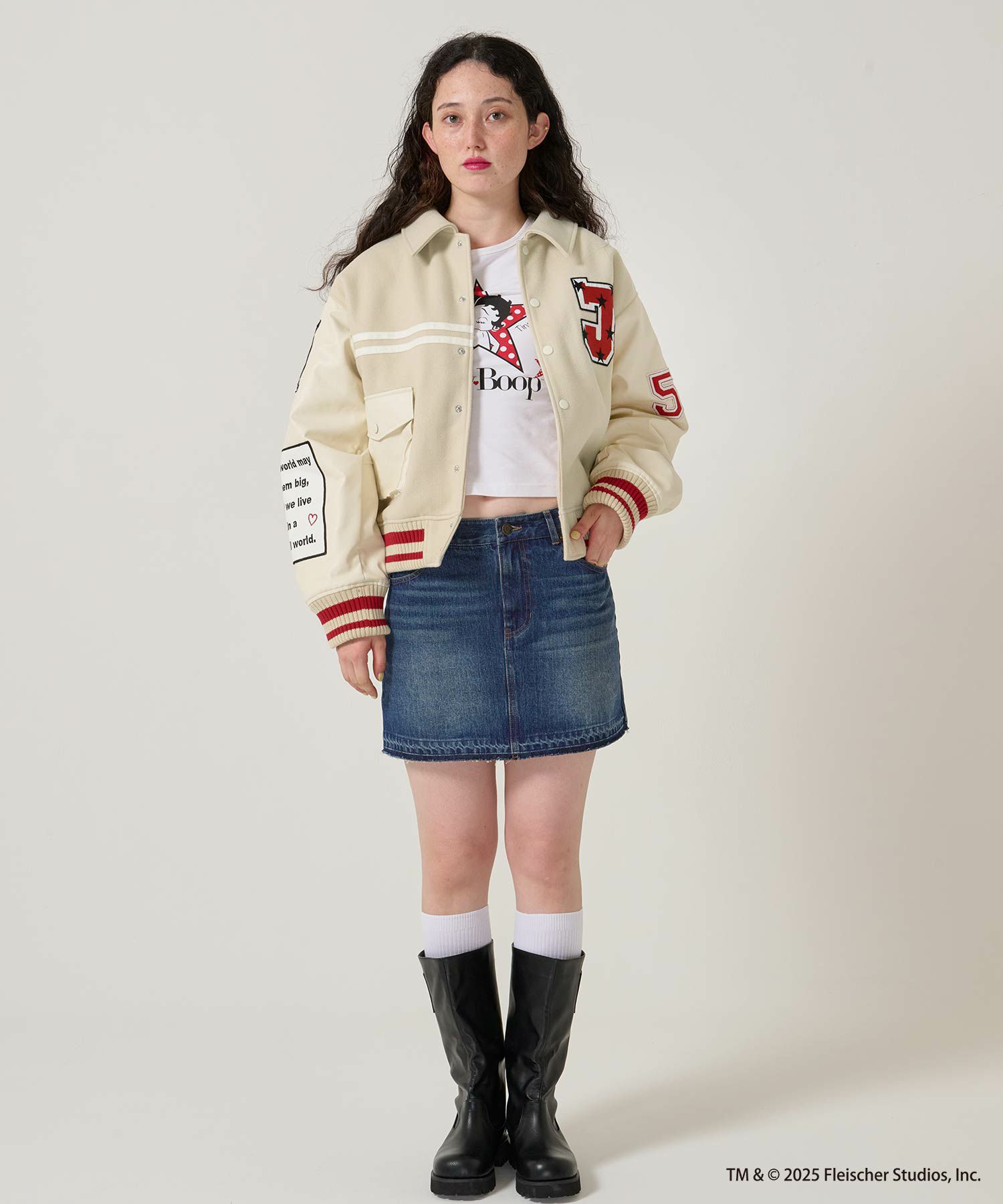 パッチワーク/デニム/ミニスカート