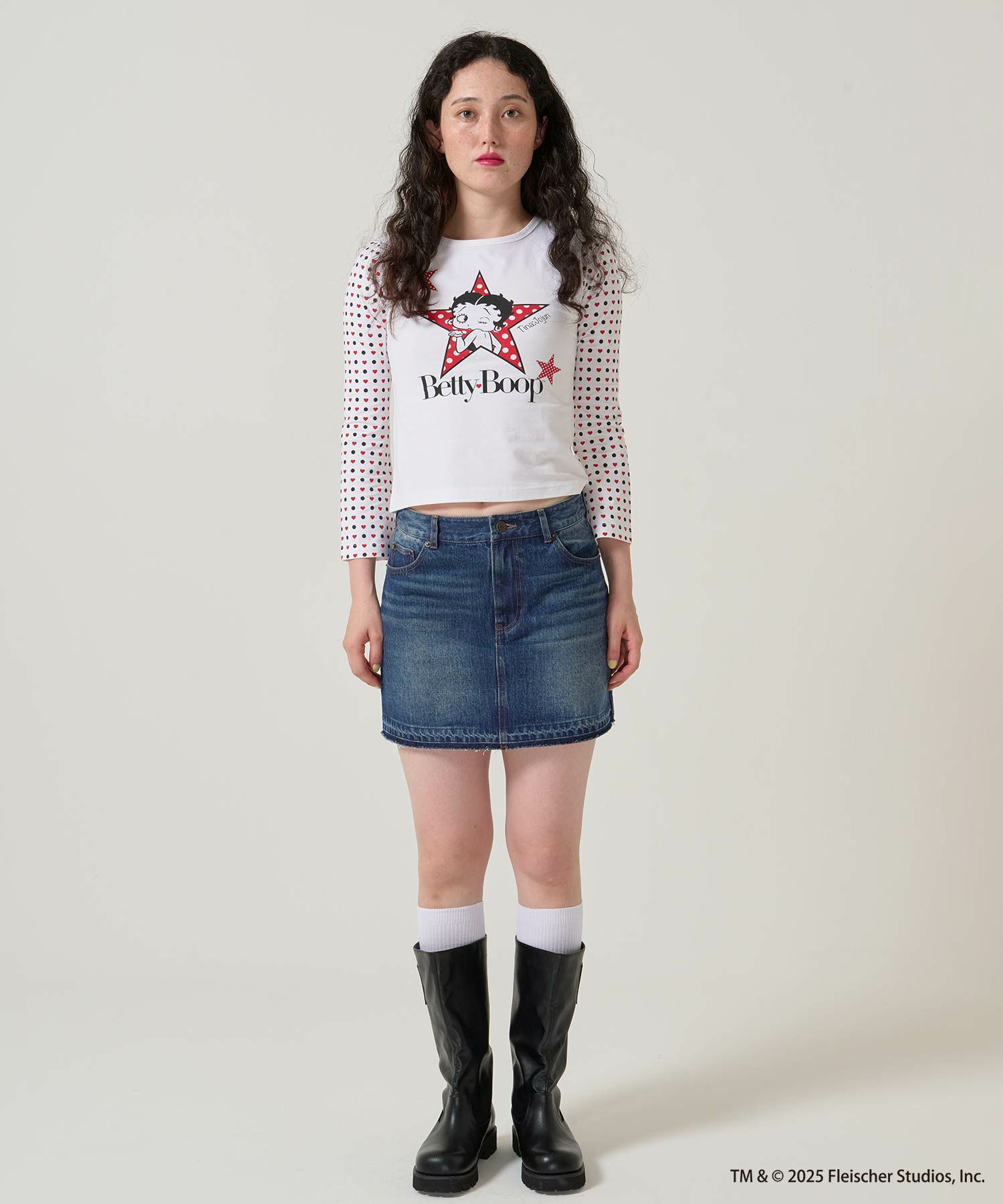 パッチワーク/デニム/ミニスカート