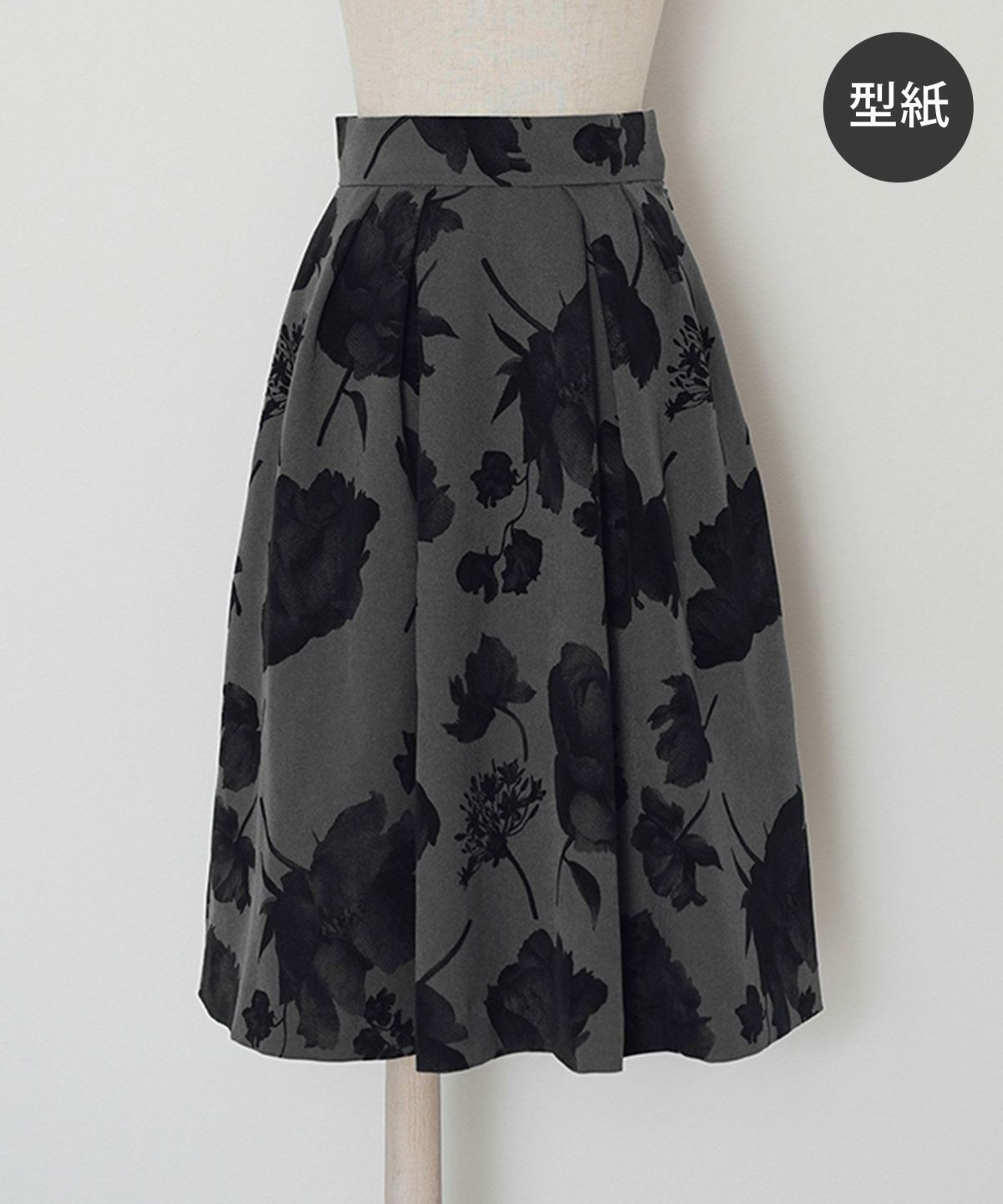 型紙 花柄 フロッキー タックフレア スカート Joint Space 全1色｜jsc949-0146【1】