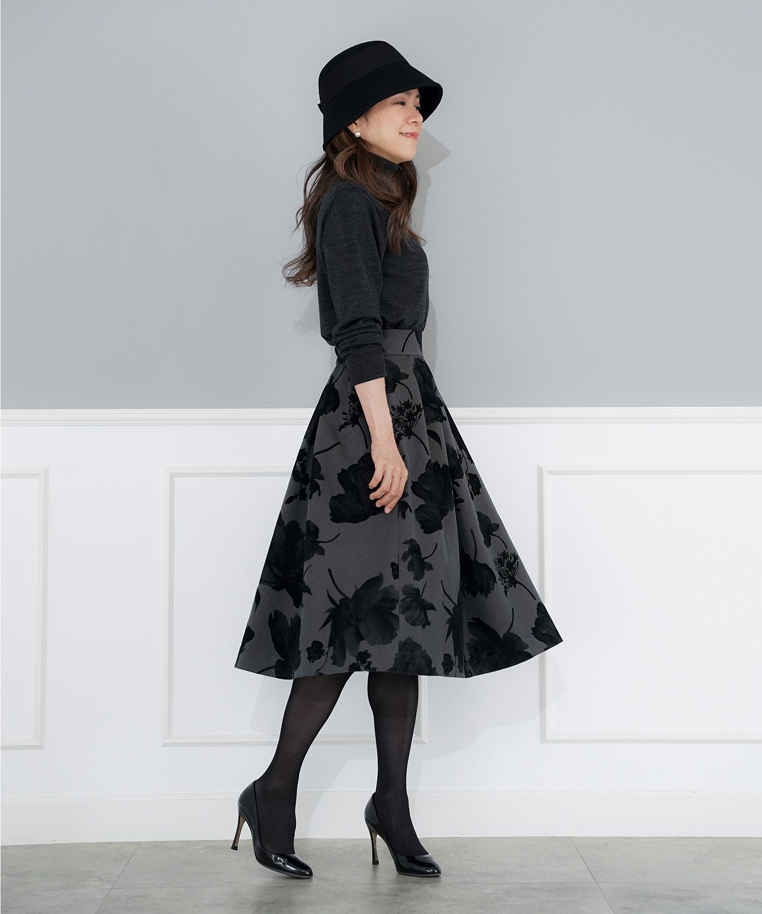 パターン ボトムス レディース 上品 きれいめ オケージョン シンプル エレガント フラワー M L LL ジョイントスペース