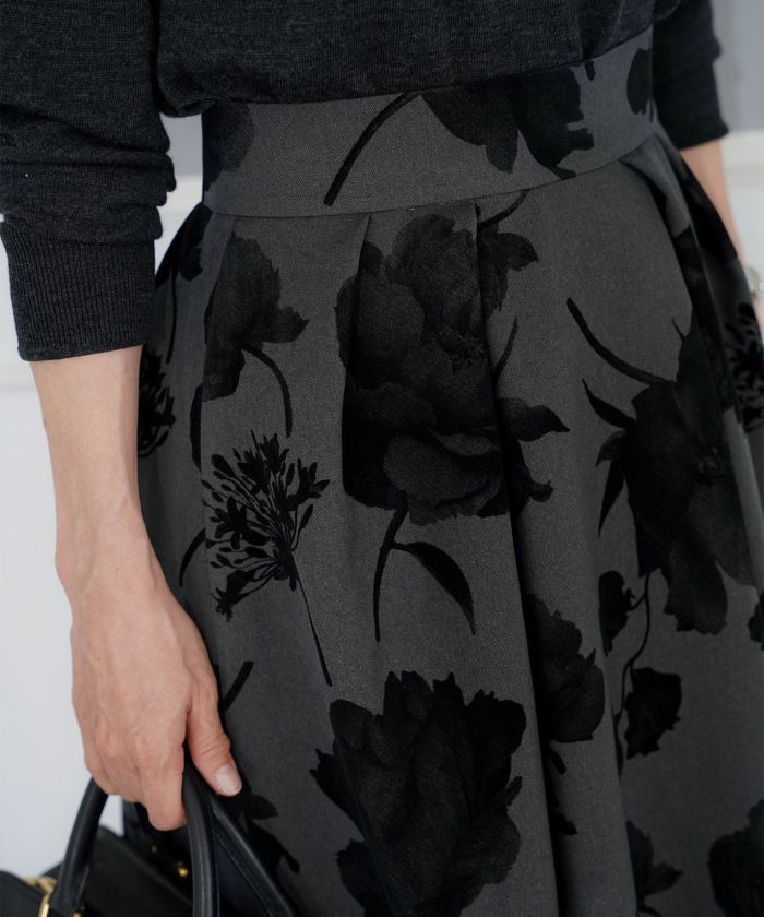 パターン ボトムス レディース 上品 きれいめ オケージョン シンプル エレガント フラワー M L LL ジョイントスペース