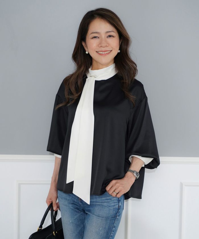 パターン ブラウス レディース 上品 きれいめ オケージョン シンプル エレガント ジョイントスペース