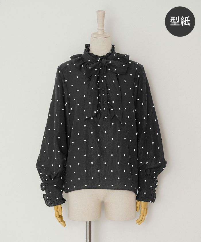 型紙 フリルネック リボンタイ ブラウス Joint Space 全1色｜jsc949-0148【1】