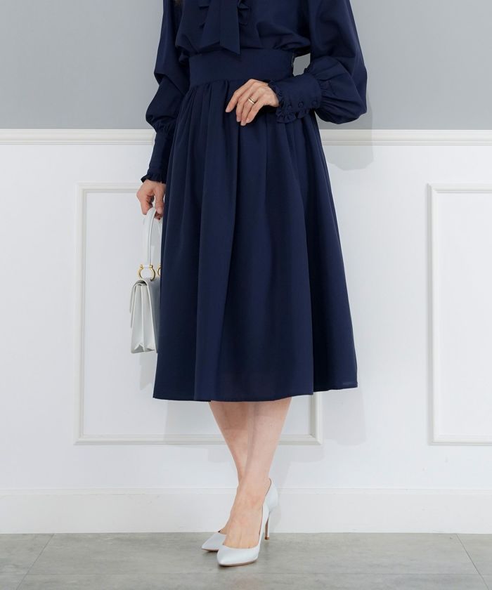 レザレクション♥ブルー♥スカート新品 高身長 シンプルタックフレアロングスカート（トールサイズ