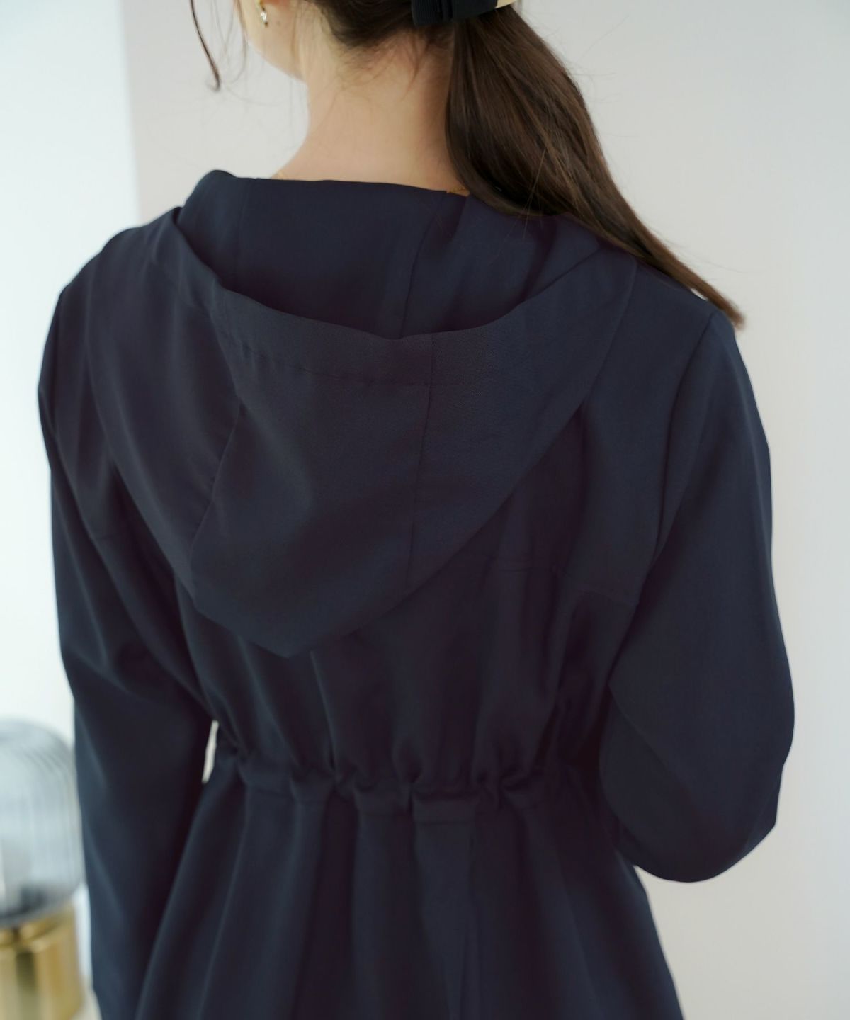 マウンテンパーカー スカラップ デザイン アウター 大人フェミニン 春 秋 きれいめ カジュアル フード付き  通勤  アウター 通学 デイリー オフィスカジュアル レディース ロング丈 アイボリー ピンクベージュ ネイビー