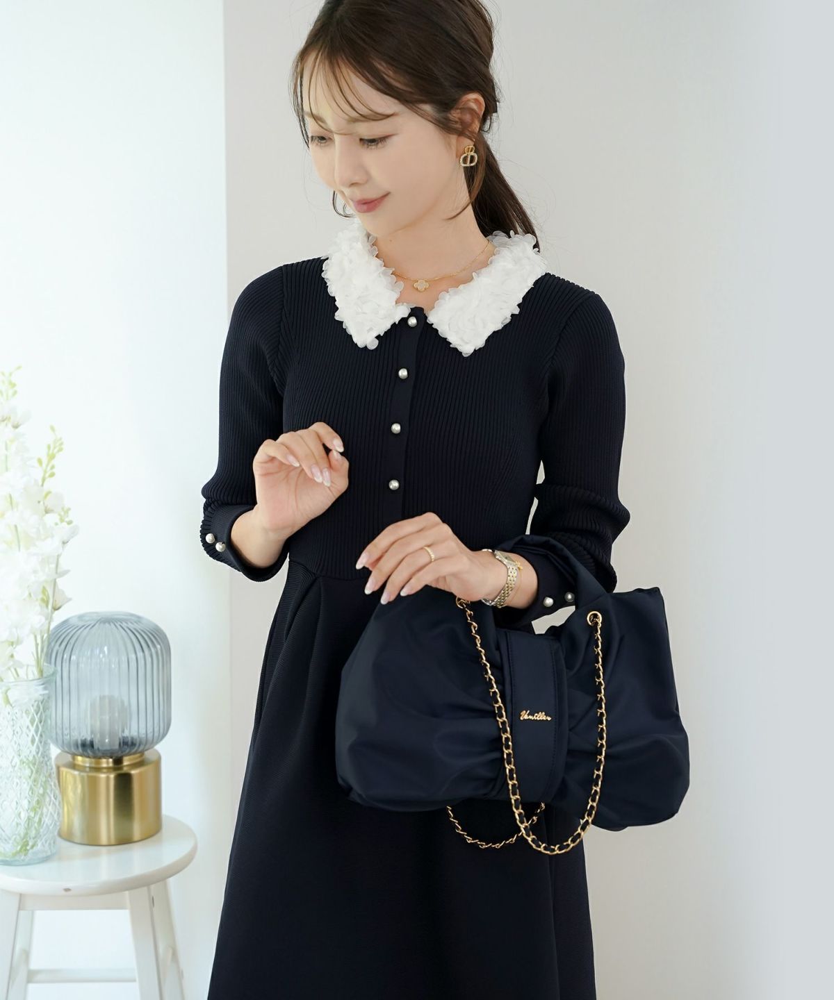 リボン バッグ ハンドバッグ ショルダー 2way フェミニン 大人可愛い お呼ばれ デート パーティー レディース