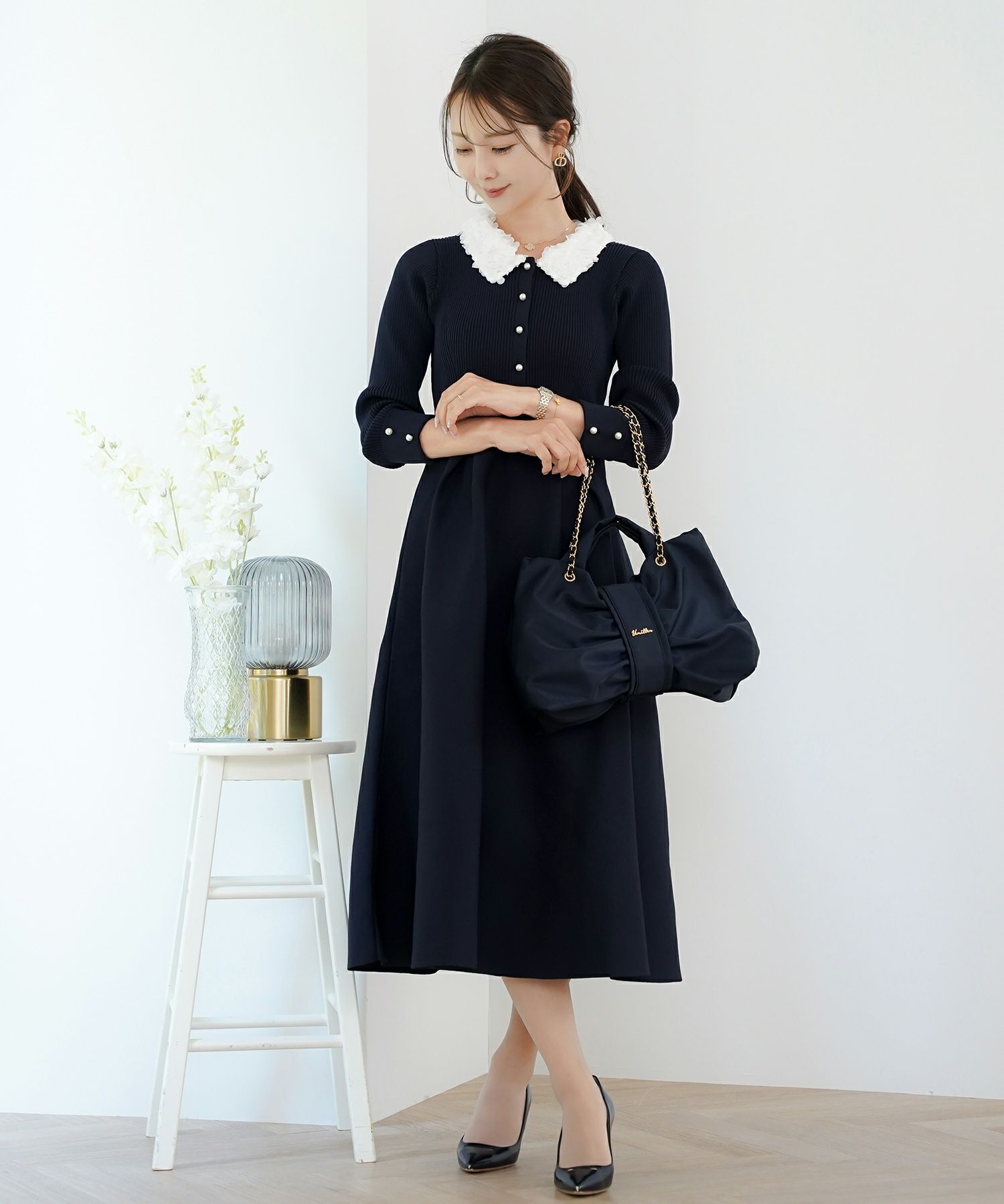 リボン バッグ ハンドバッグ ショルダー 2way フェミニン 大人可愛い お呼ばれ デート パーティー レディース