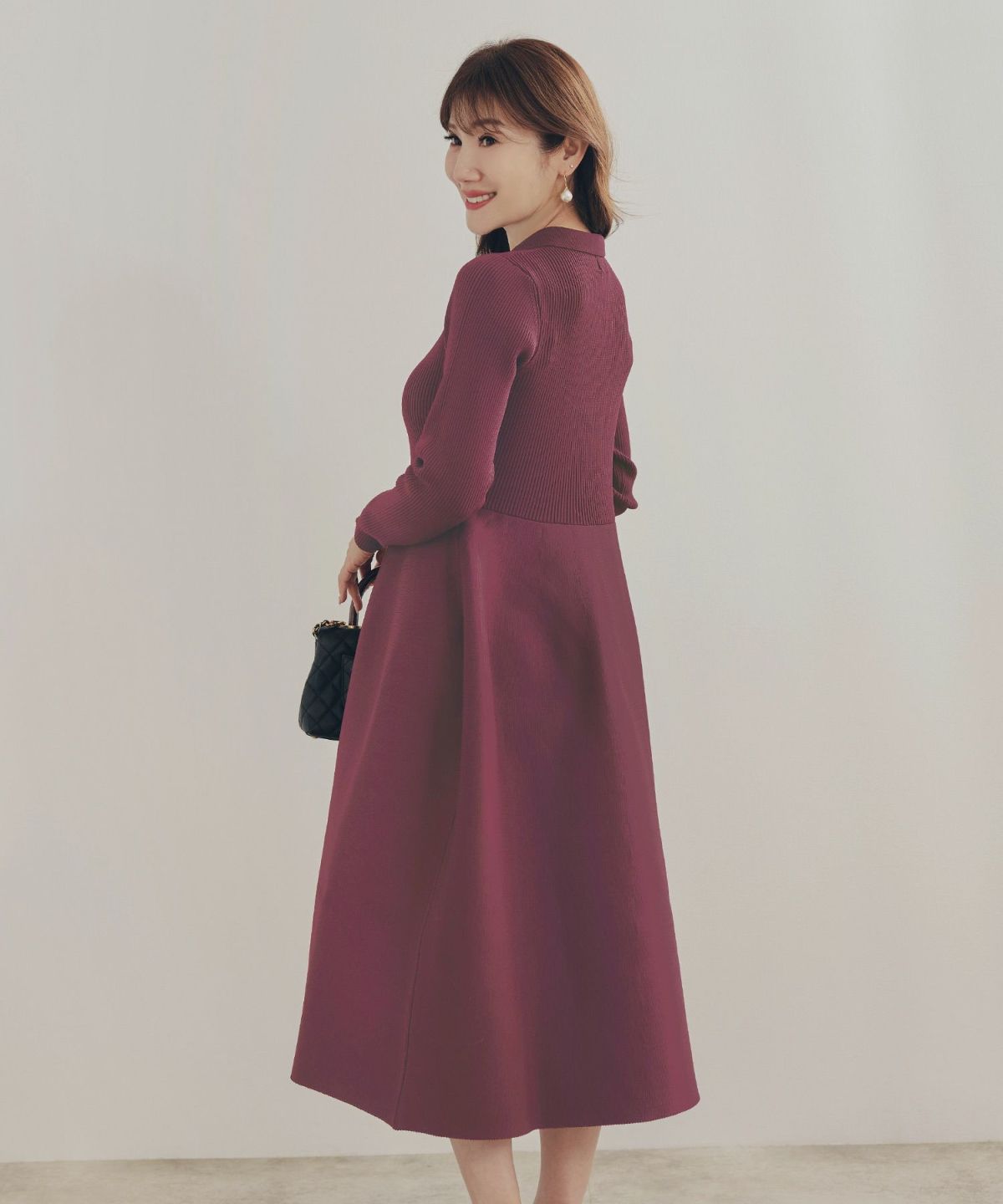 手洗い可 レディース ミモレ 大人 上品 長袖 きれいめ オフィス 秋冬 春 かわいい ジョイントスペース