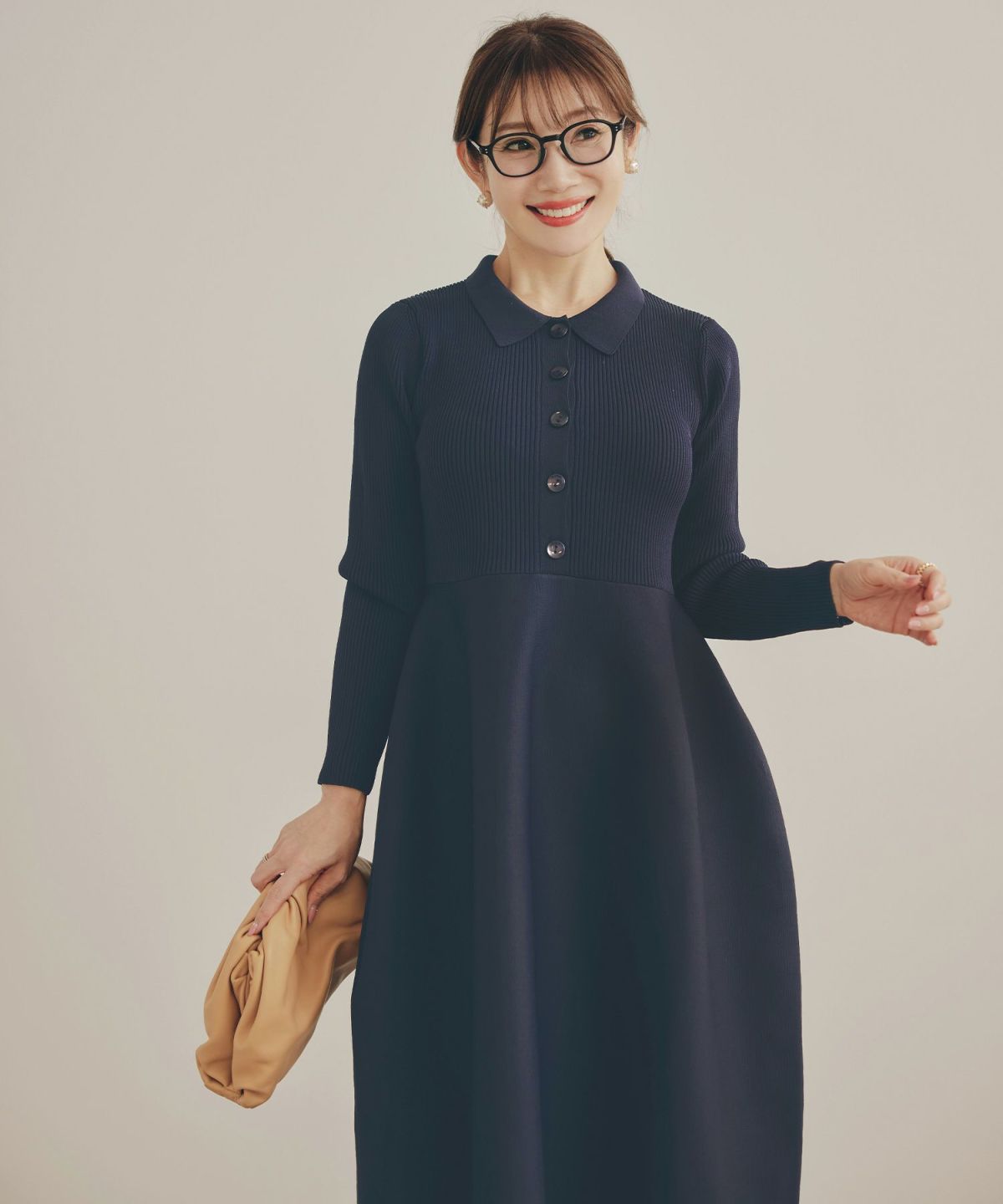 手洗い可 レディース ミモレ 大人 上品 長袖 きれいめ オフィス 秋冬 春 かわいい ジョイントスペース