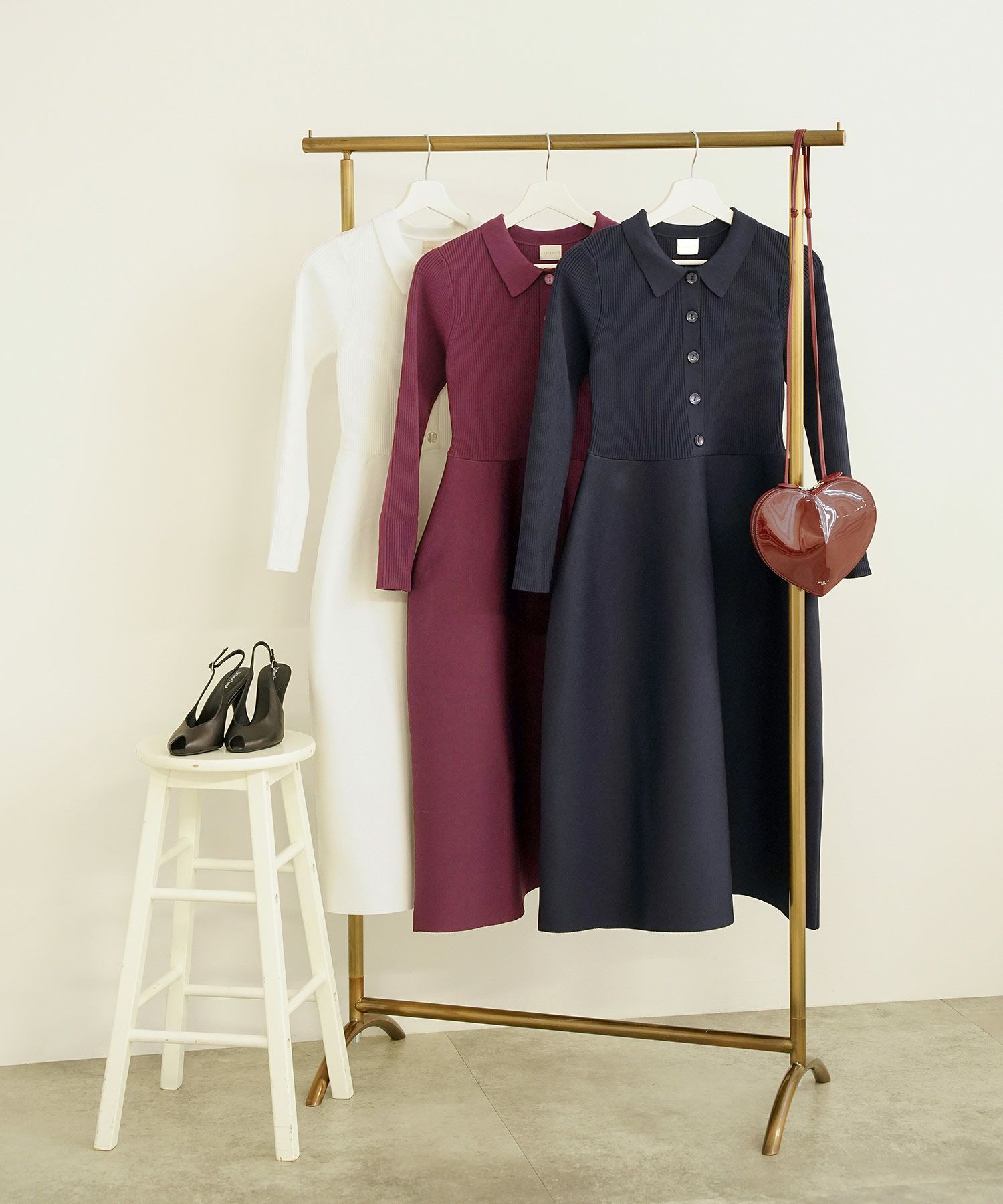 手洗い可 レディース ミモレ 大人 上品 長袖 きれいめ オフィス 秋冬 春 かわいい ジョイントスペース