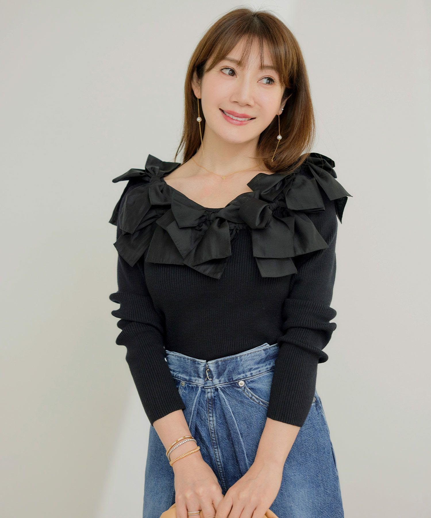 手洗い可 レディース 長袖 秋冬春 長袖 大人可愛い 上品 きれいめ フェミニン ジョイントスペース