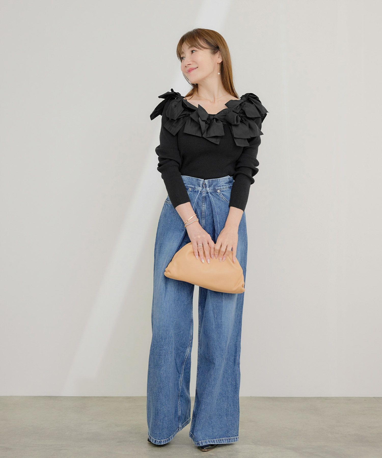 手洗い可 レディース 長袖 秋冬春 長袖 大人可愛い 上品 きれいめ フェミニン ジョイントスペース