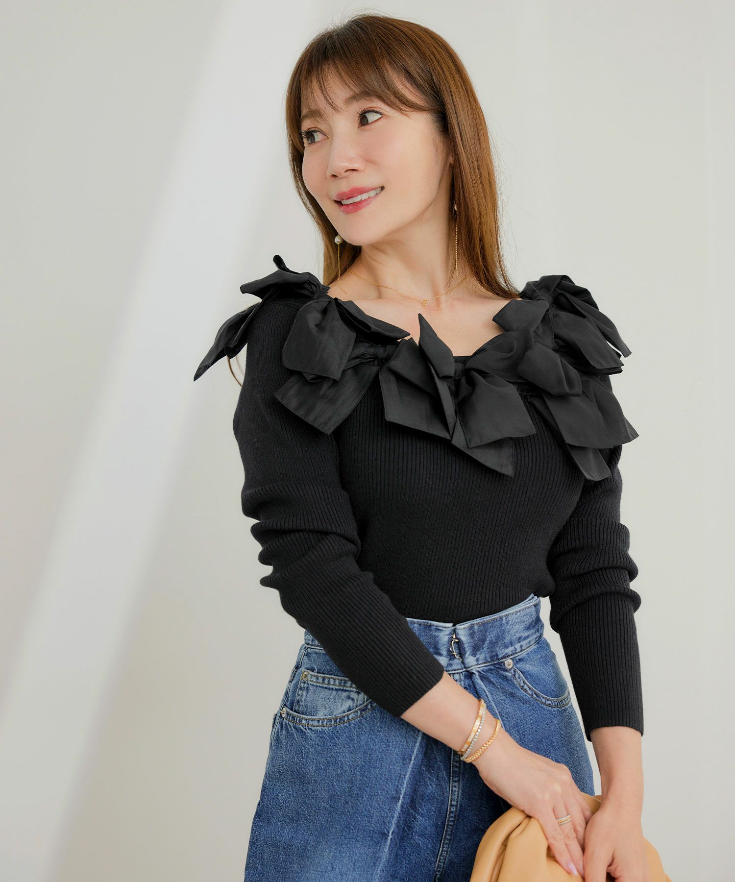 手洗い可 レディース 長袖 秋冬春 長袖 大人可愛い 上品 きれいめ フェミニン ジョイントスペース