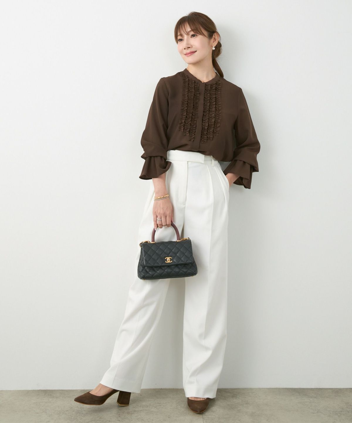 手洗い可 長袖 大人カジュアル オフィス きれいめ 上品 フェニミン 大人可愛い ジョイントスペース