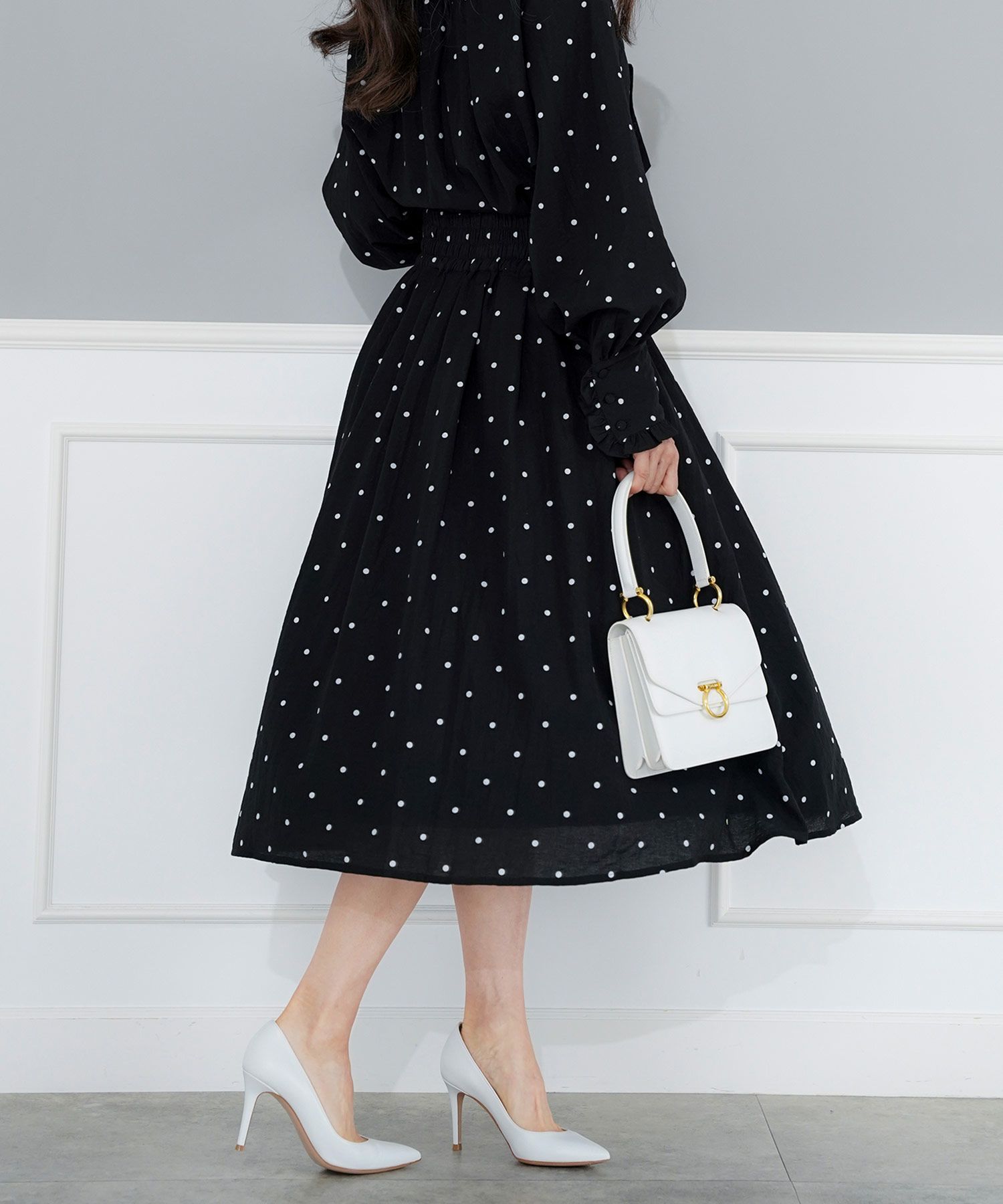 手洗い可 ボトムス レディース ドット 無地 上品 きれいめ オケージョン シンプル エレガント ジョイントスペース