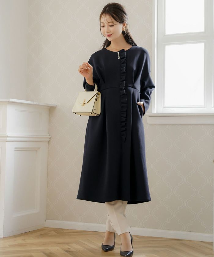 フリル ダンボールニット ドレス コート ロング le reve vaniller 全2