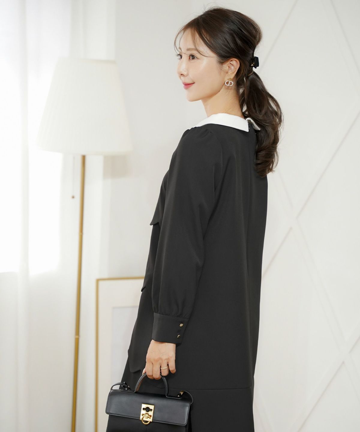 入園式 入学式 卒園式 卒業式 七五三 セレモニー フォーマル ドレス 襟付き スカラップ ティアード きれいめ レディース 大人可愛い 上品 クラシカル 清楚 華やか 長袖 春 秋 冬 低身長 高身長 サイズ展開 ママコーデ 親子行事