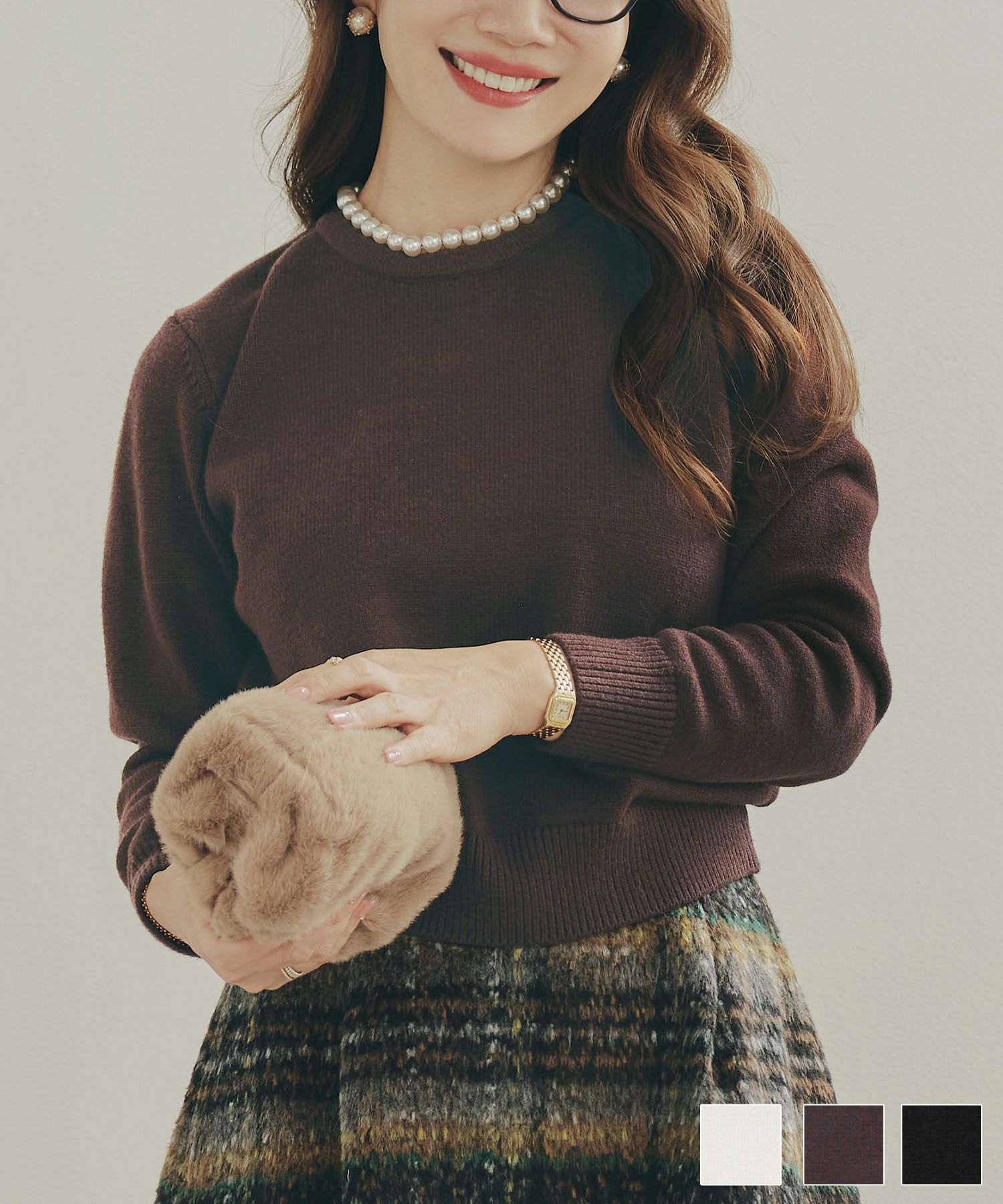 パール トリミング ニット プルオーバー Liala×PG