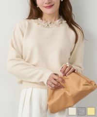 ツイード フリンジ ニット プルオーバー Liala×PG