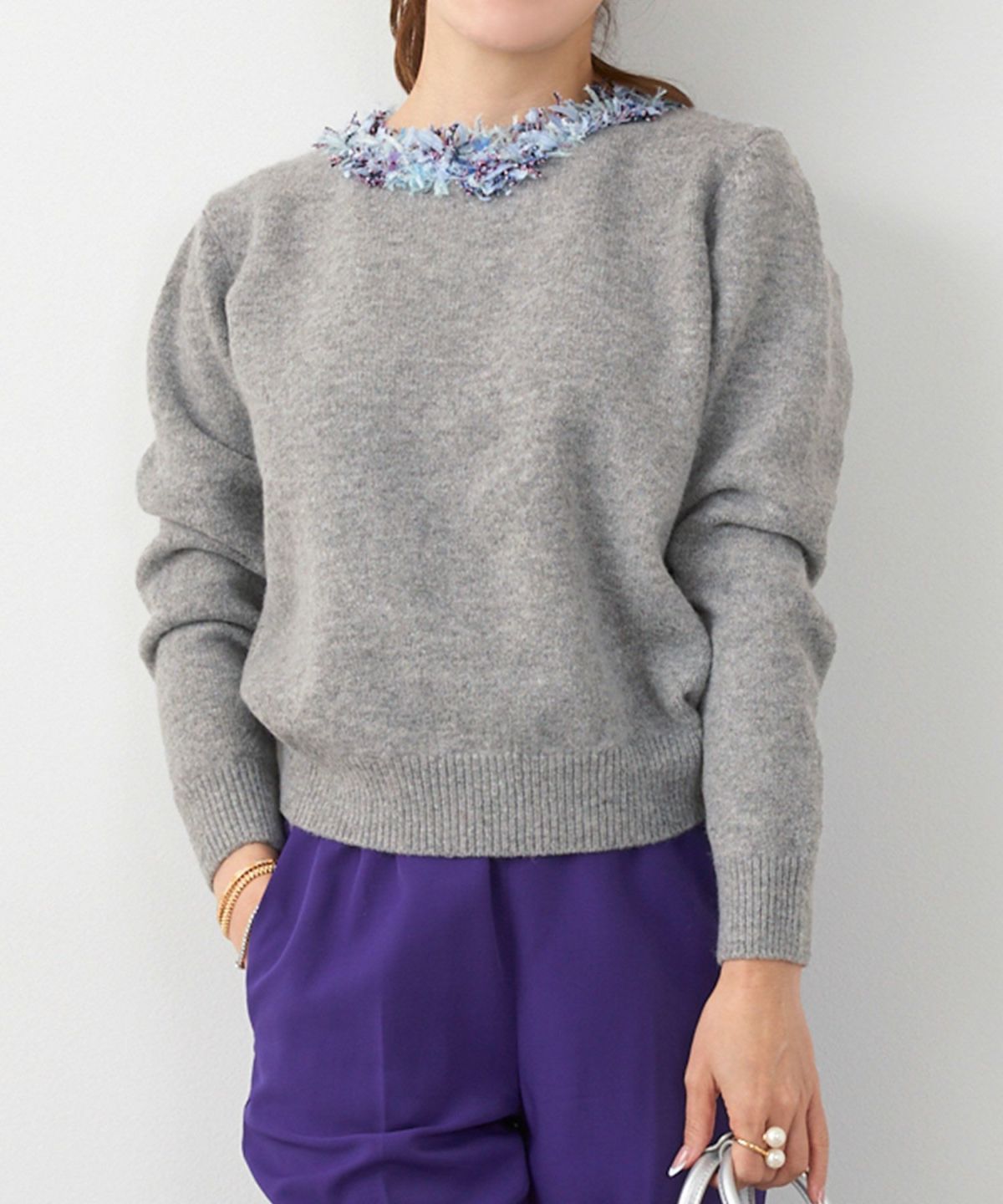 手洗い可 レディース 長袖 秋冬 長袖 大人可愛い 上品 きれいめ 大人カジュアル フェミニン ジョイントスペース