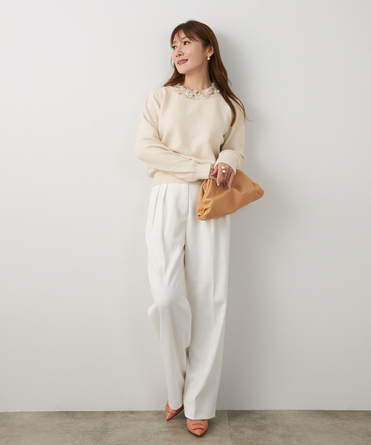 手洗い可 レディース 長袖 秋冬 長袖 大人可愛い 上品 きれいめ 大人カジュアル フェミニン ジョイントスペース