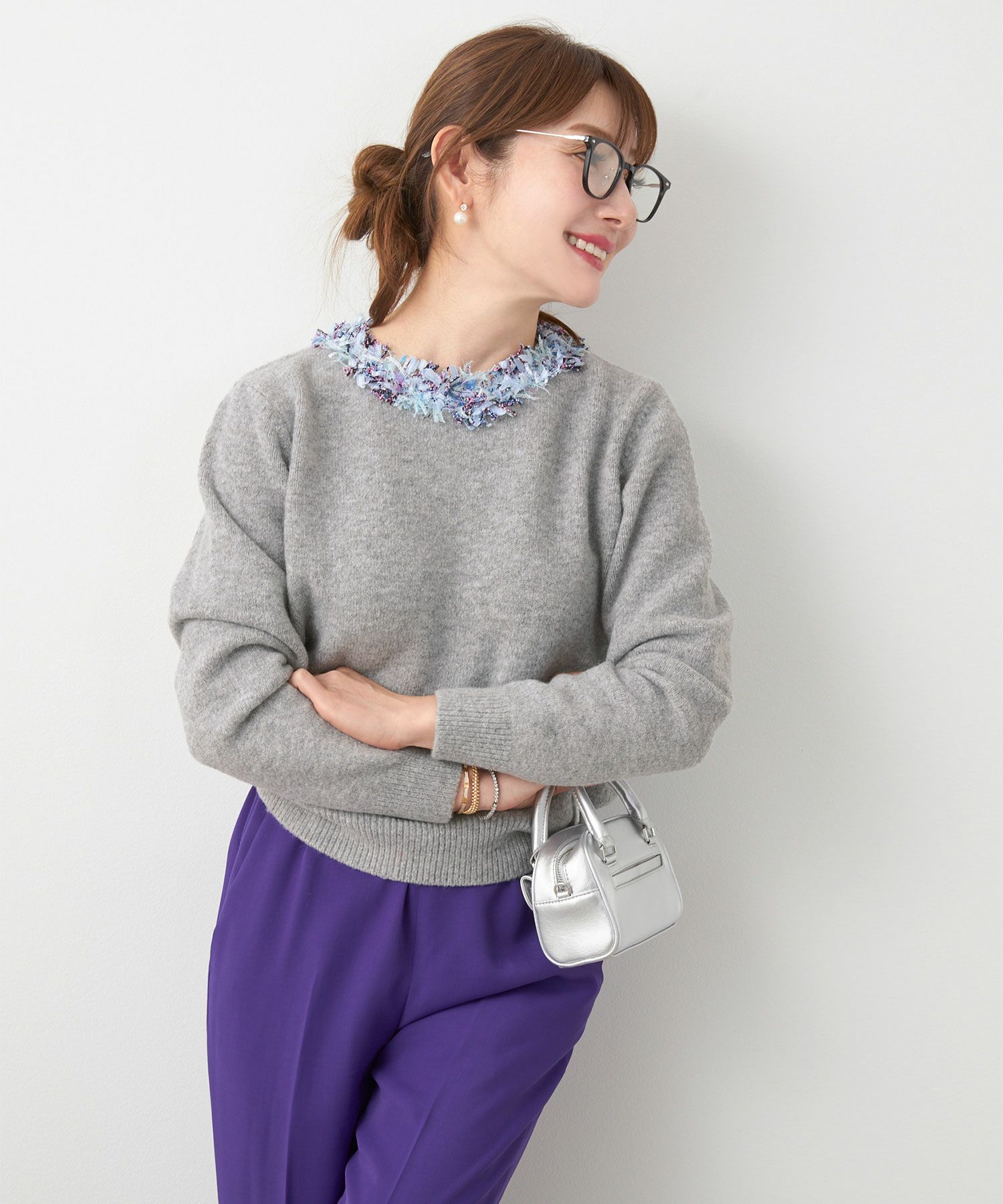 手洗い可 レディース 長袖 秋冬 長袖 大人可愛い 上品 きれいめ 大人カジュアル フェミニン ジョイントスペース