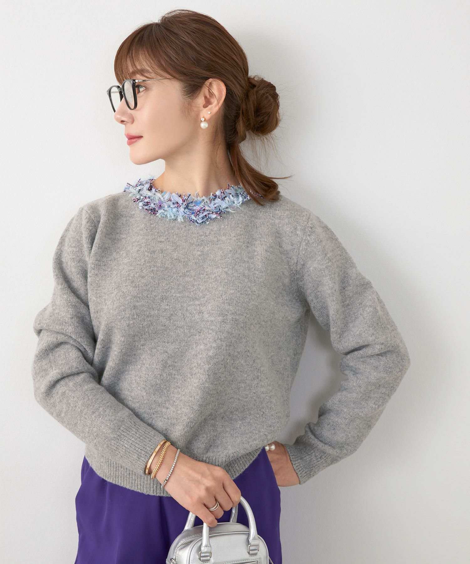 手洗い可 レディース 長袖 秋冬 長袖 大人可愛い 上品 きれいめ 大人カジュアル フェミニン ジョイントスペース