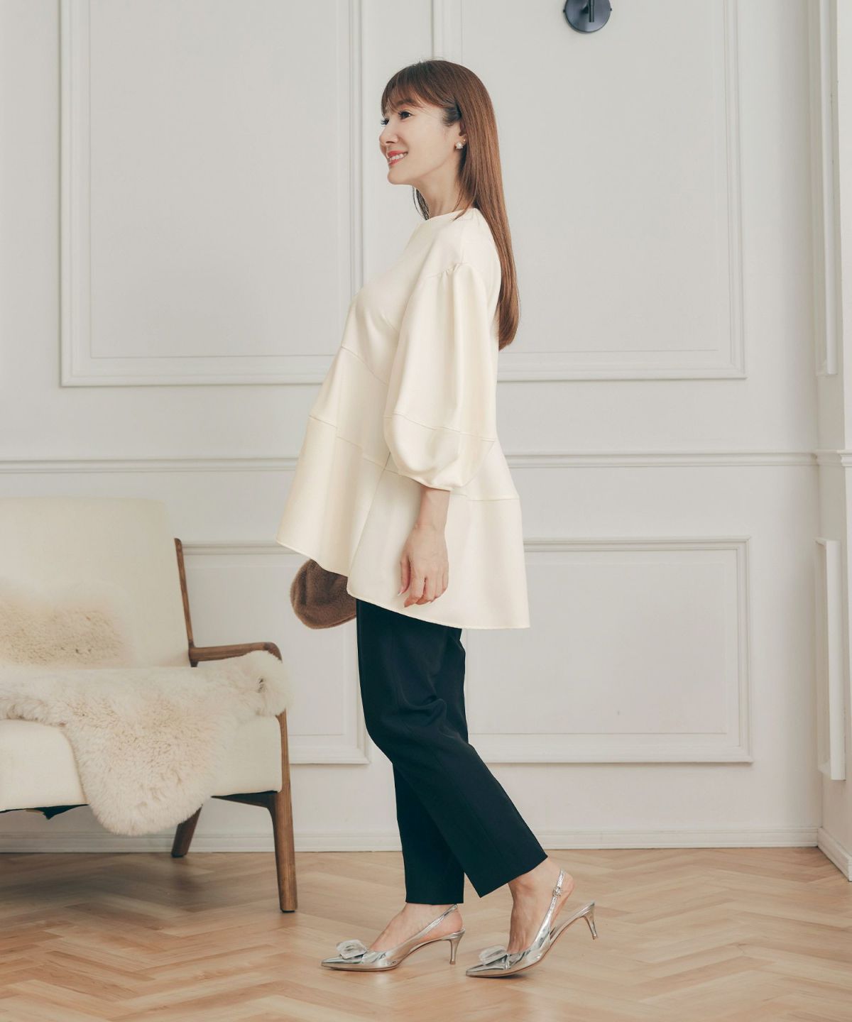 手洗い可 オフィス オケージョン シンプル かわいい きれいめ おしゃれ 白 黒 アンチピリング 日本製 体型カバー ジョイントスペース