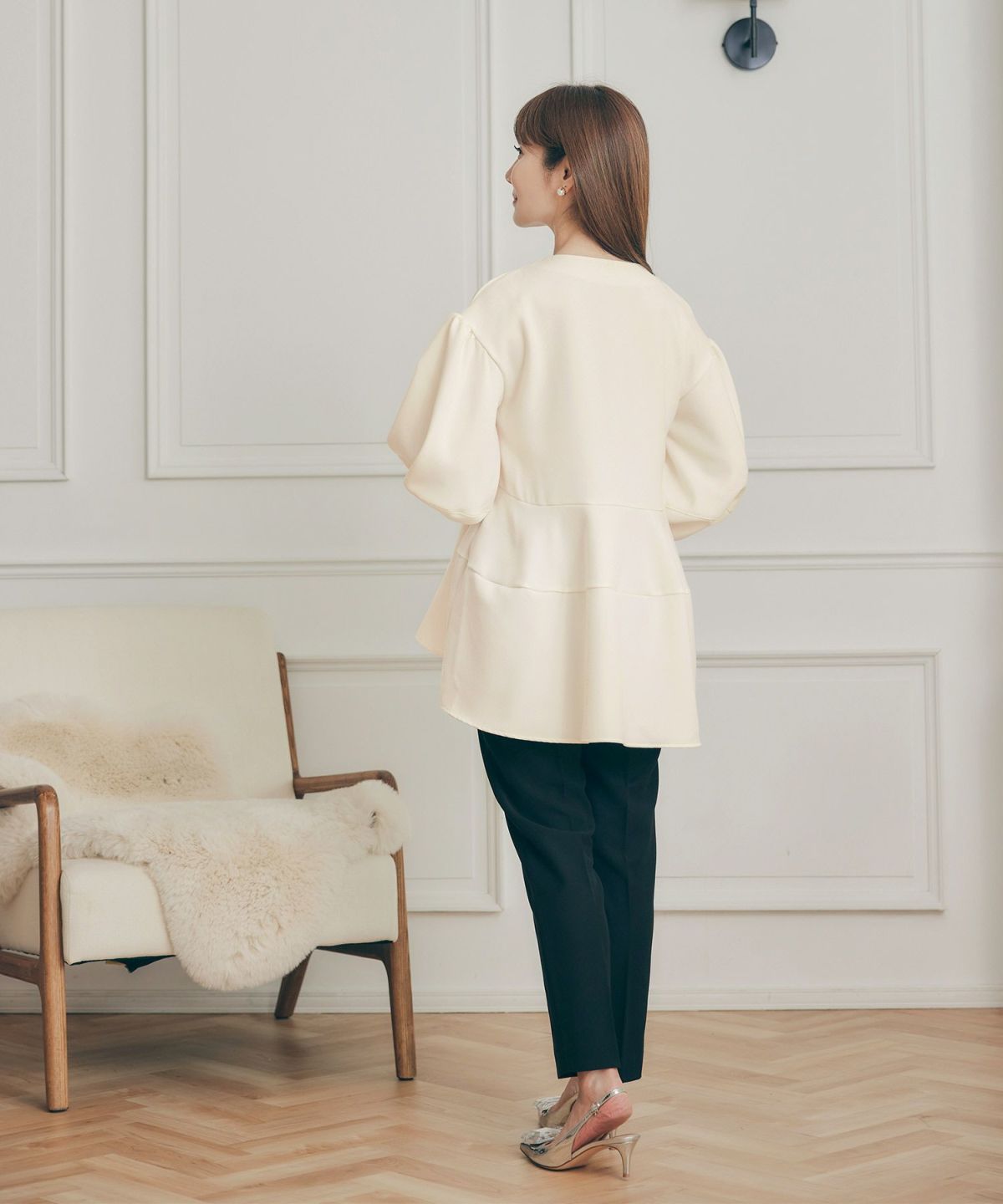 手洗い可 オフィス オケージョン シンプル かわいい きれいめ おしゃれ 白 黒 アンチピリング 日本製 体型カバー ジョイントスペース